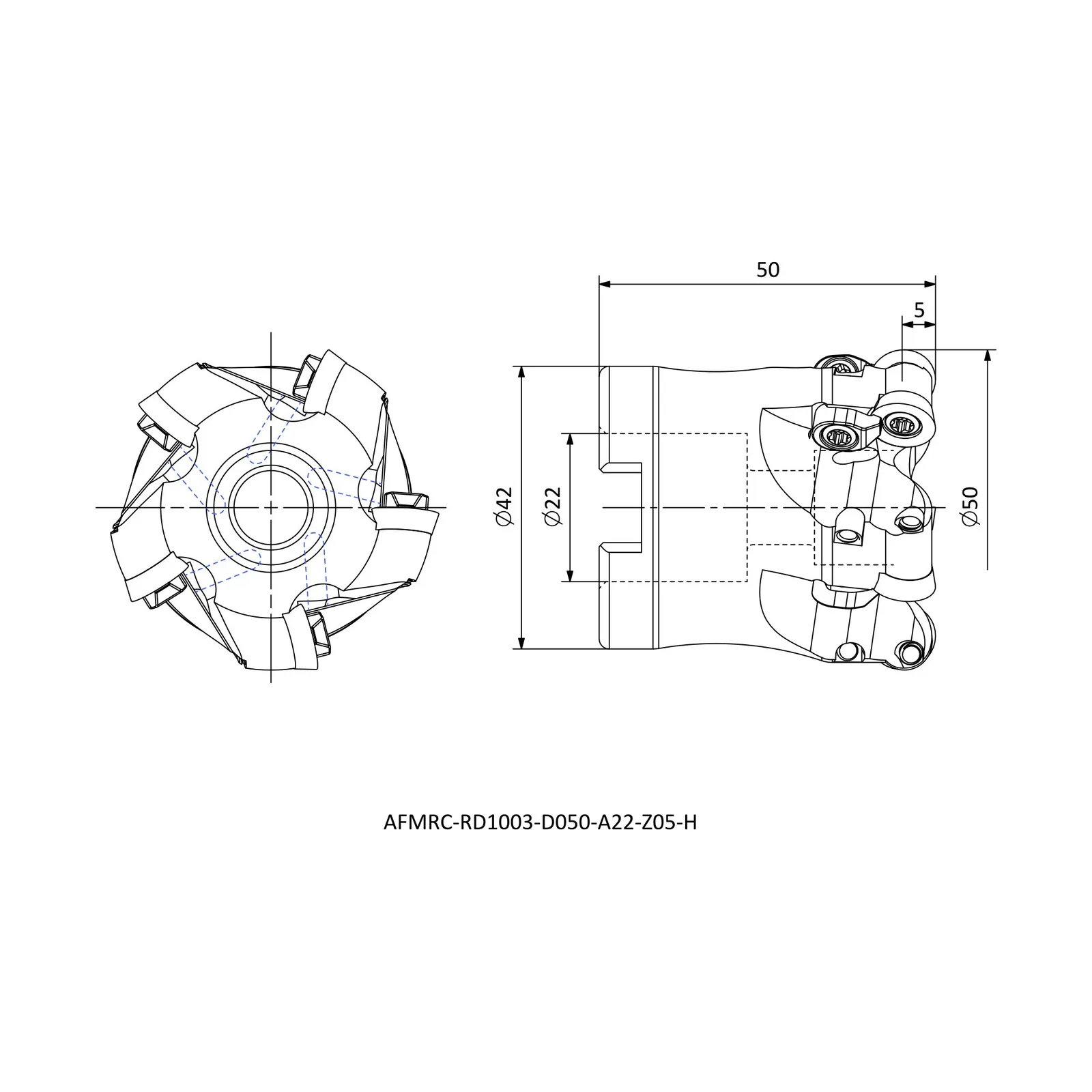 AFMRC-RD1003-D050-A22-Z05-H &mdash; dimensioned drawing