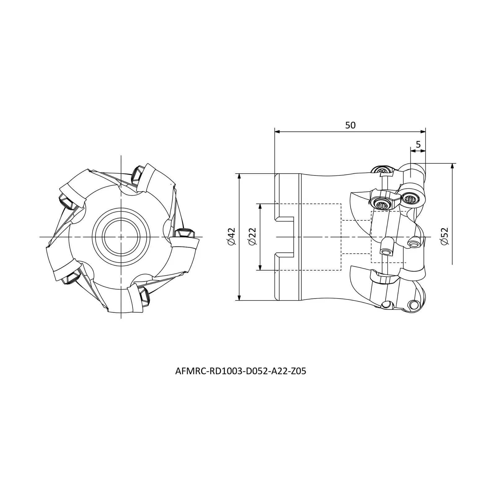 AFMRC-RD1003-D052-A22-Z05 &mdash; dimensioned drawing