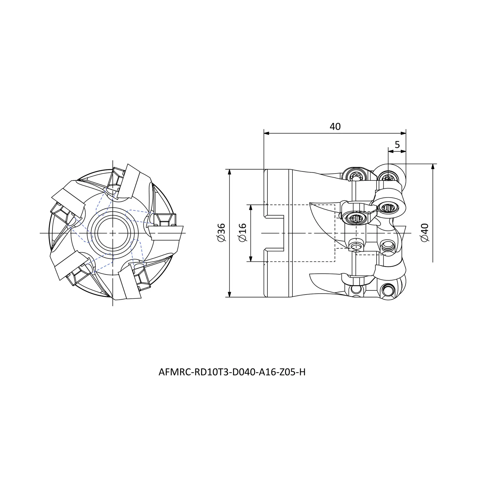 AFMRC-RD10T3-D040-A16-Z05-H &mdash; dimensioned drawing
