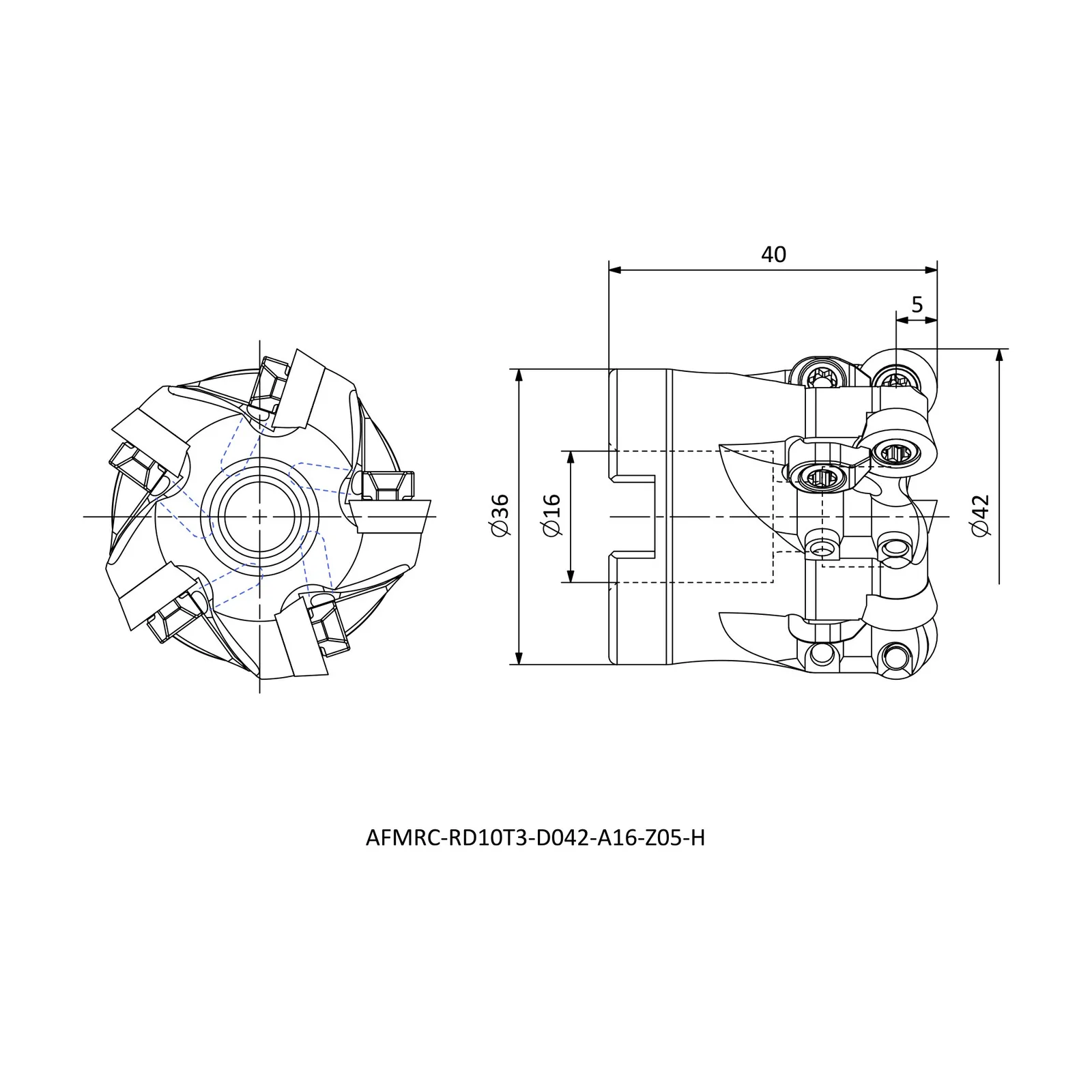 AFMRC-RD10T3-D042-A16-Z05-H &mdash; dimensioned drawing