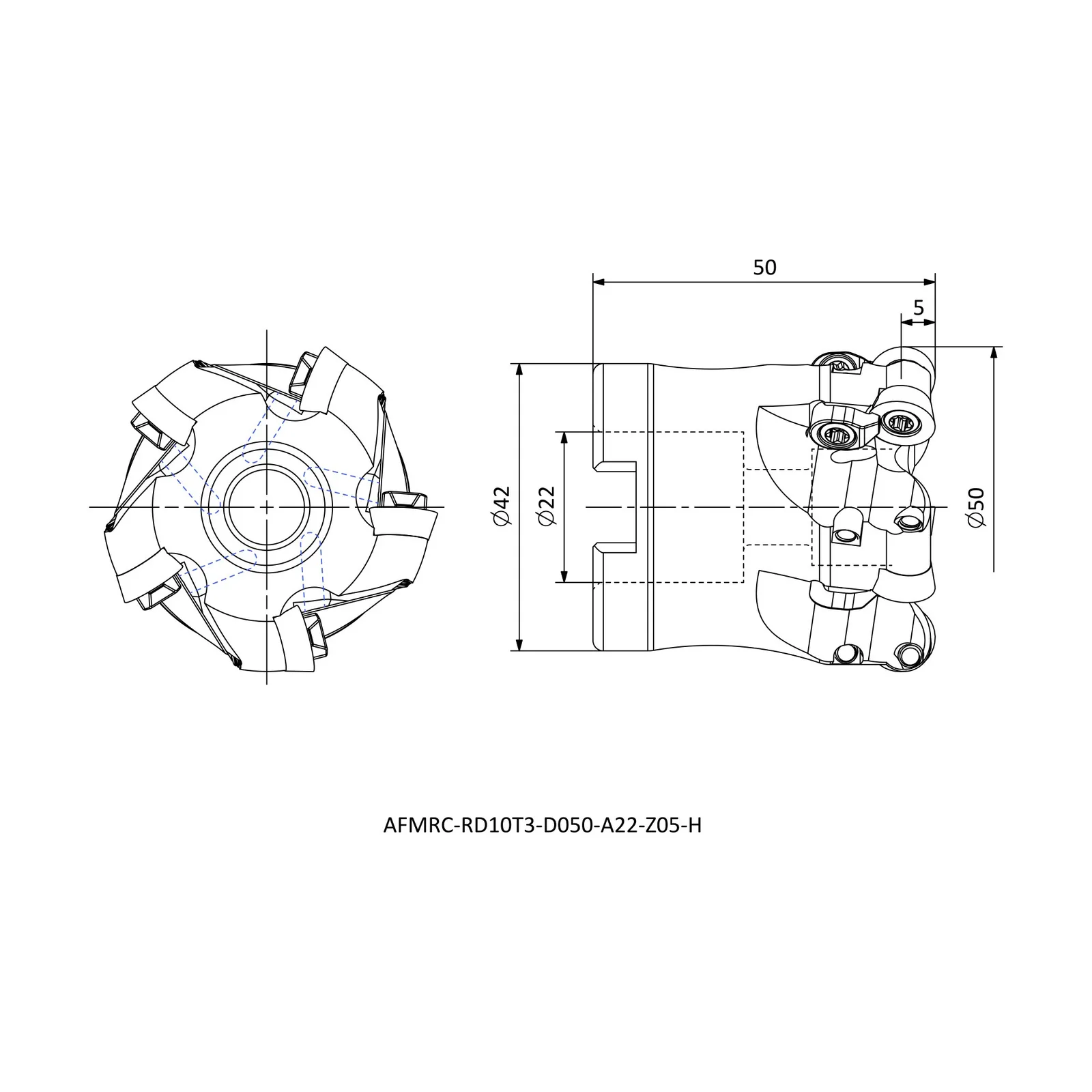 AFMRC-RD10T3-D050-A22-Z05-H &mdash; dimensioned drawing