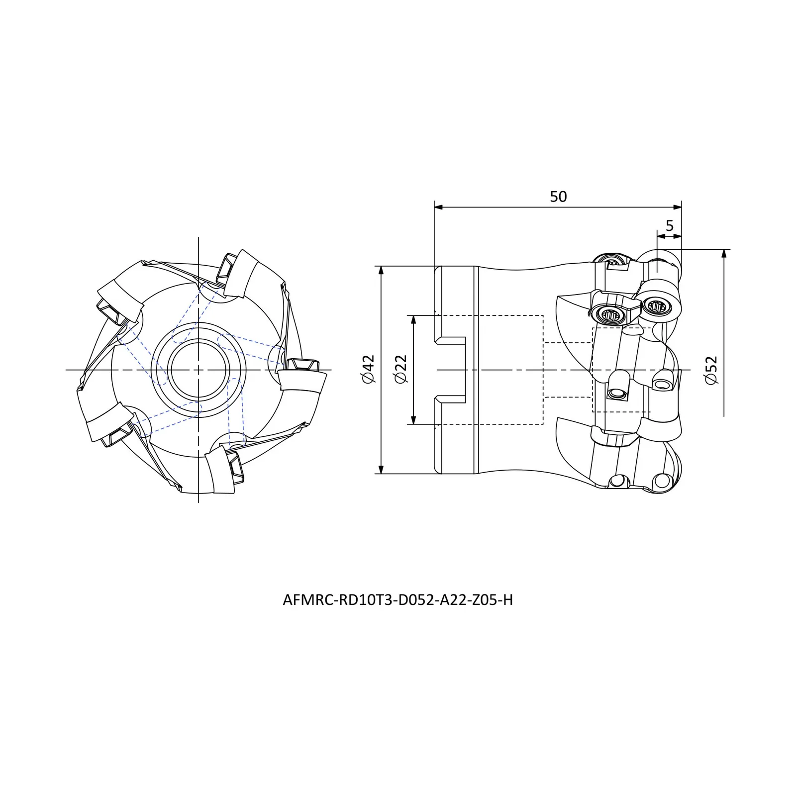 AFMRC-RD10T3-D052-A22-Z05-H &mdash; dimensioned drawing
