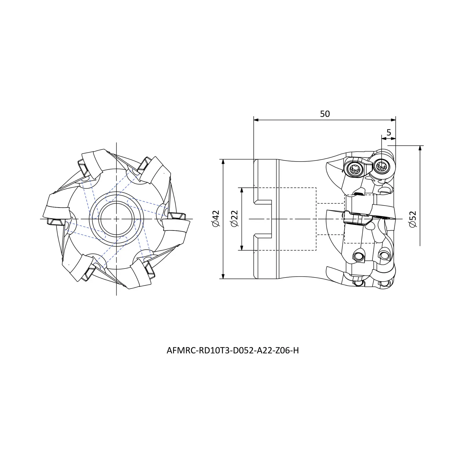 AFMRC-RD10T3-D052-A22-Z06-H &mdash; dimensioned drawing