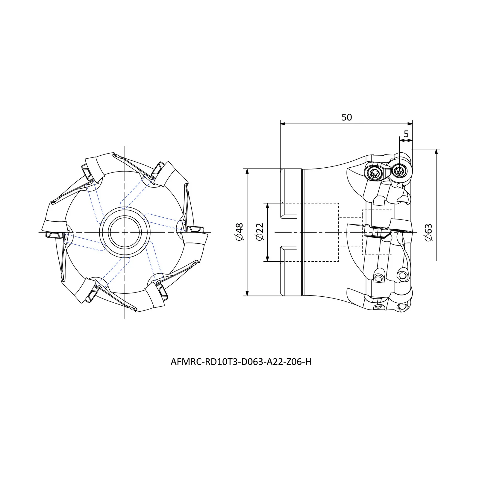AFMRC-RD10T3-D063-A22-Z06-H &mdash; dimensioned drawing
