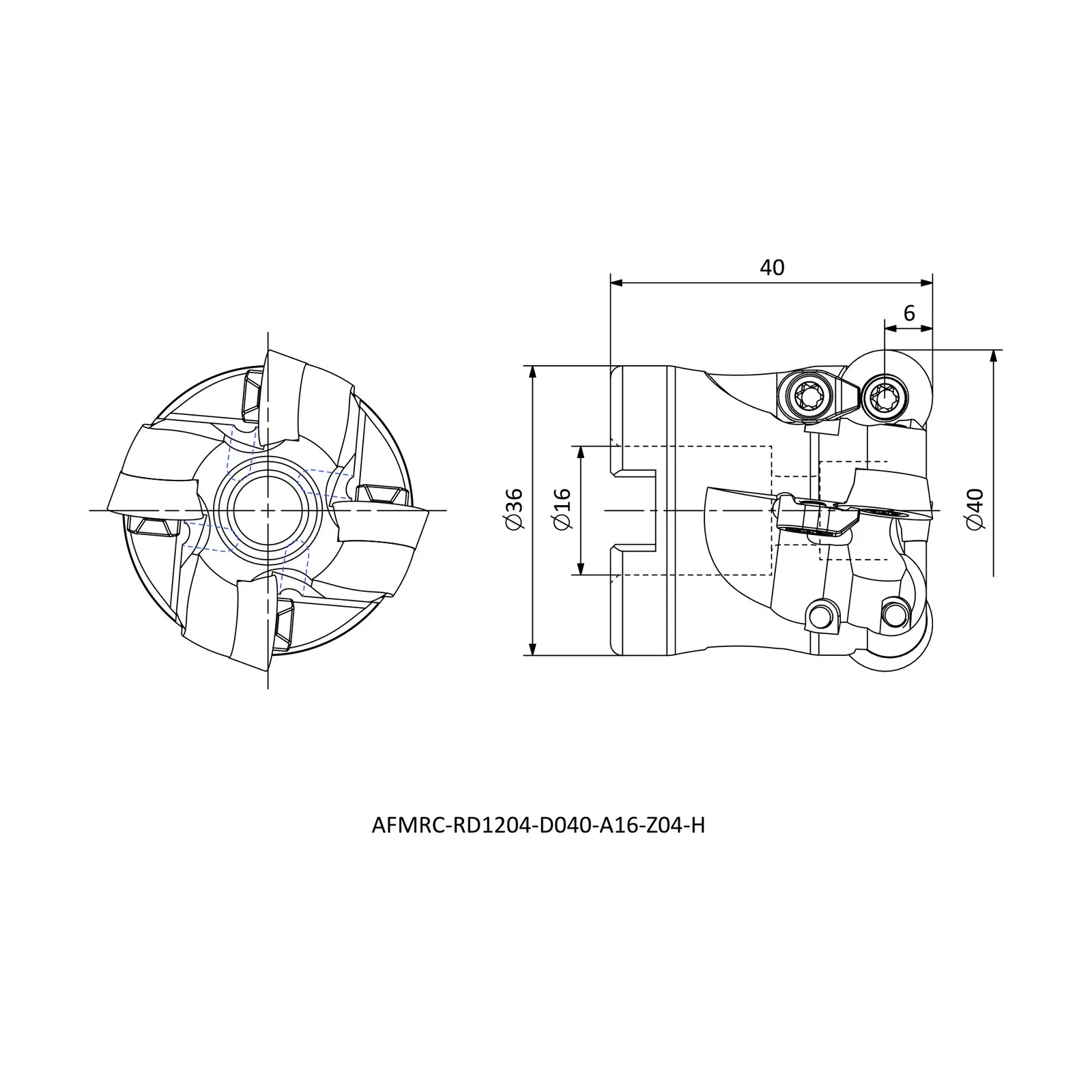 AFMRC-RD1204-D040-A16-Z04-H &mdash; dimensioned drawing