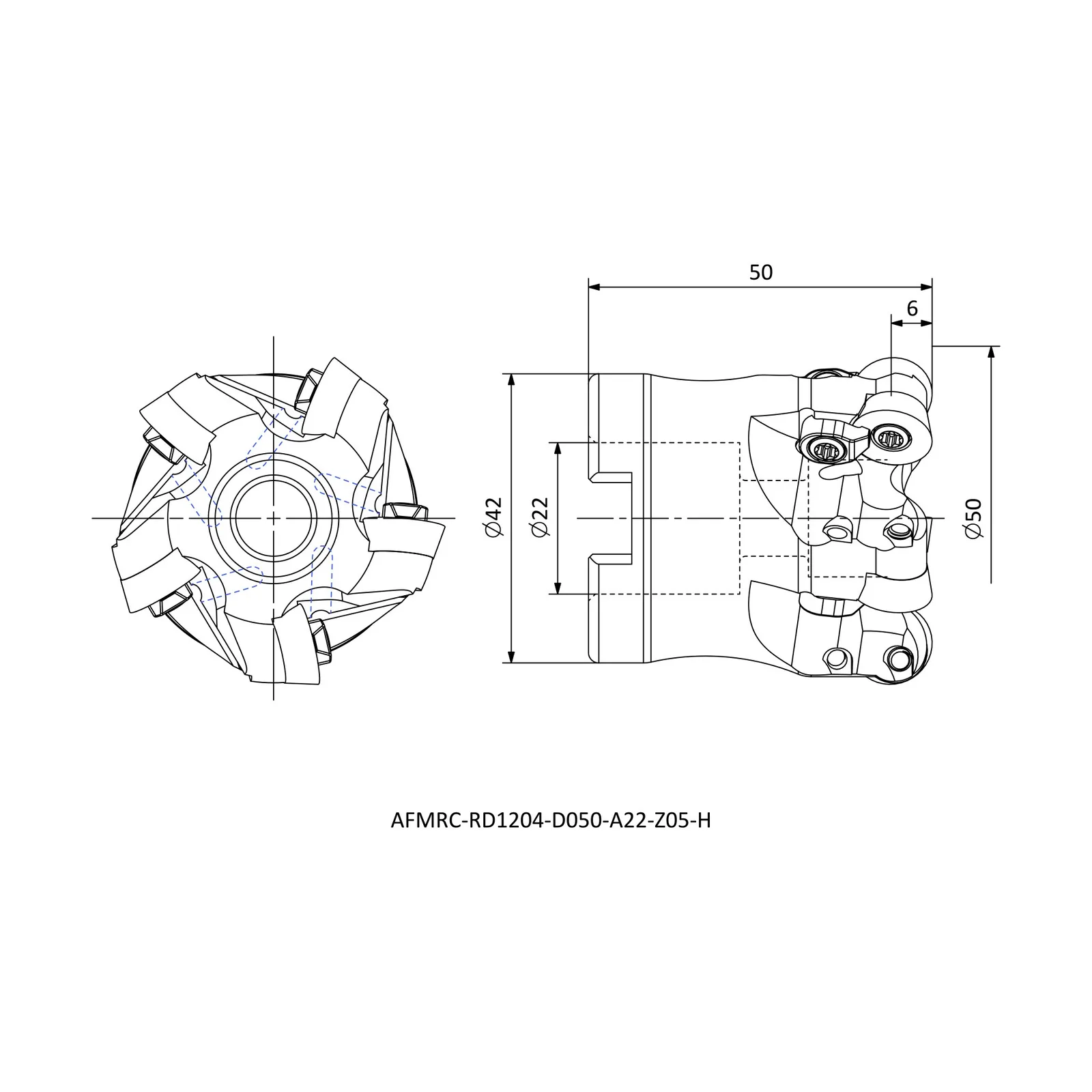 AFMRC-RD1204-D050-A22-Z05-H &mdash; dimensioned drawing