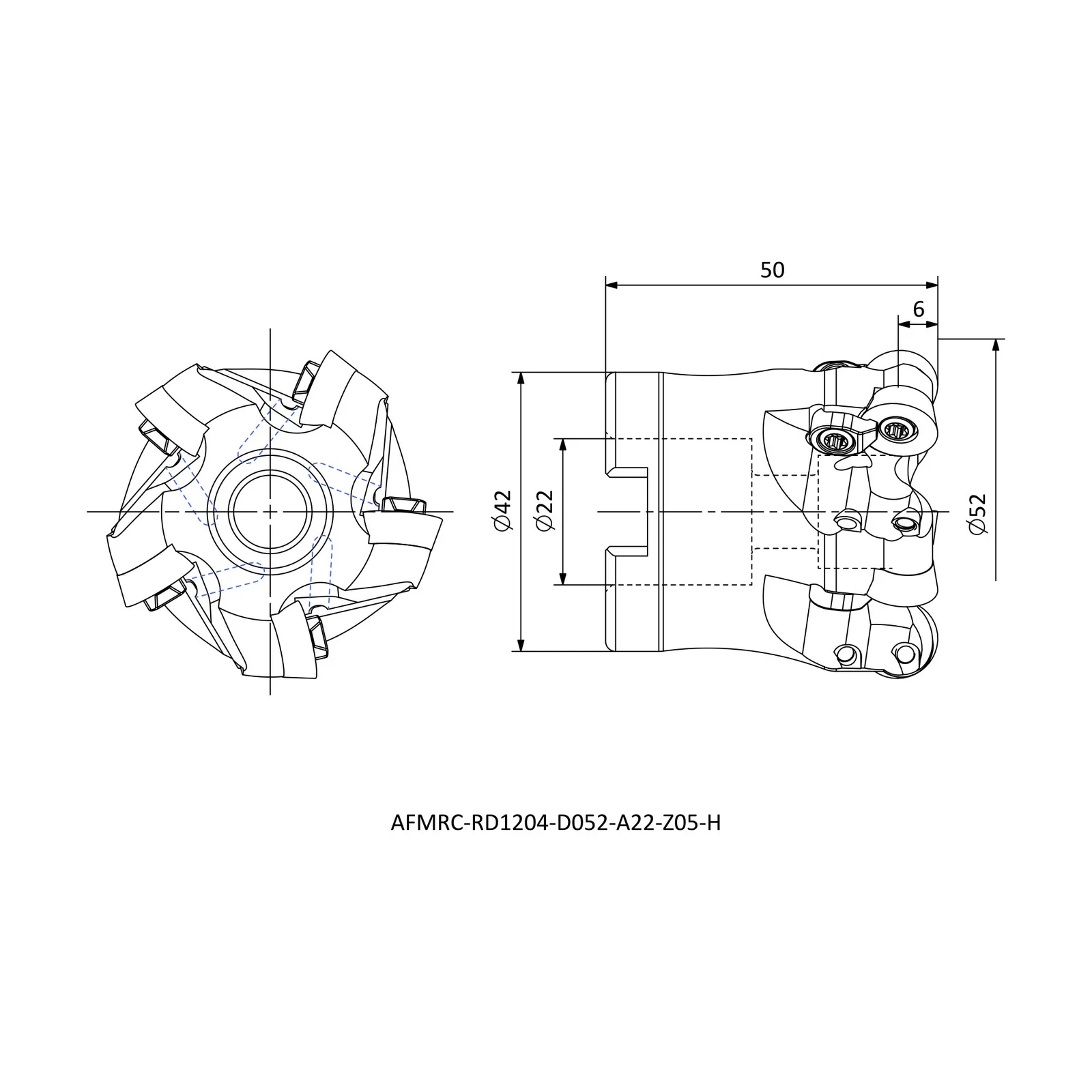 AFMRC-RD1204-D052-A22-Z05-H &mdash; dimensioned drawing