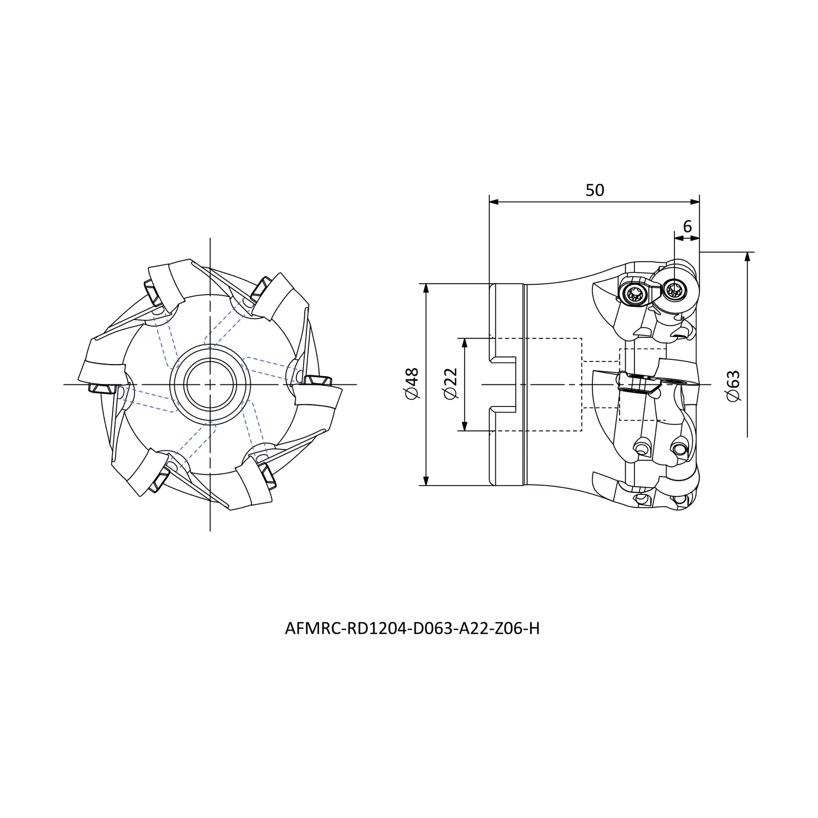 AFMRC-RD1204-D063-A22-Z06-H &mdash; dimensioned drawing