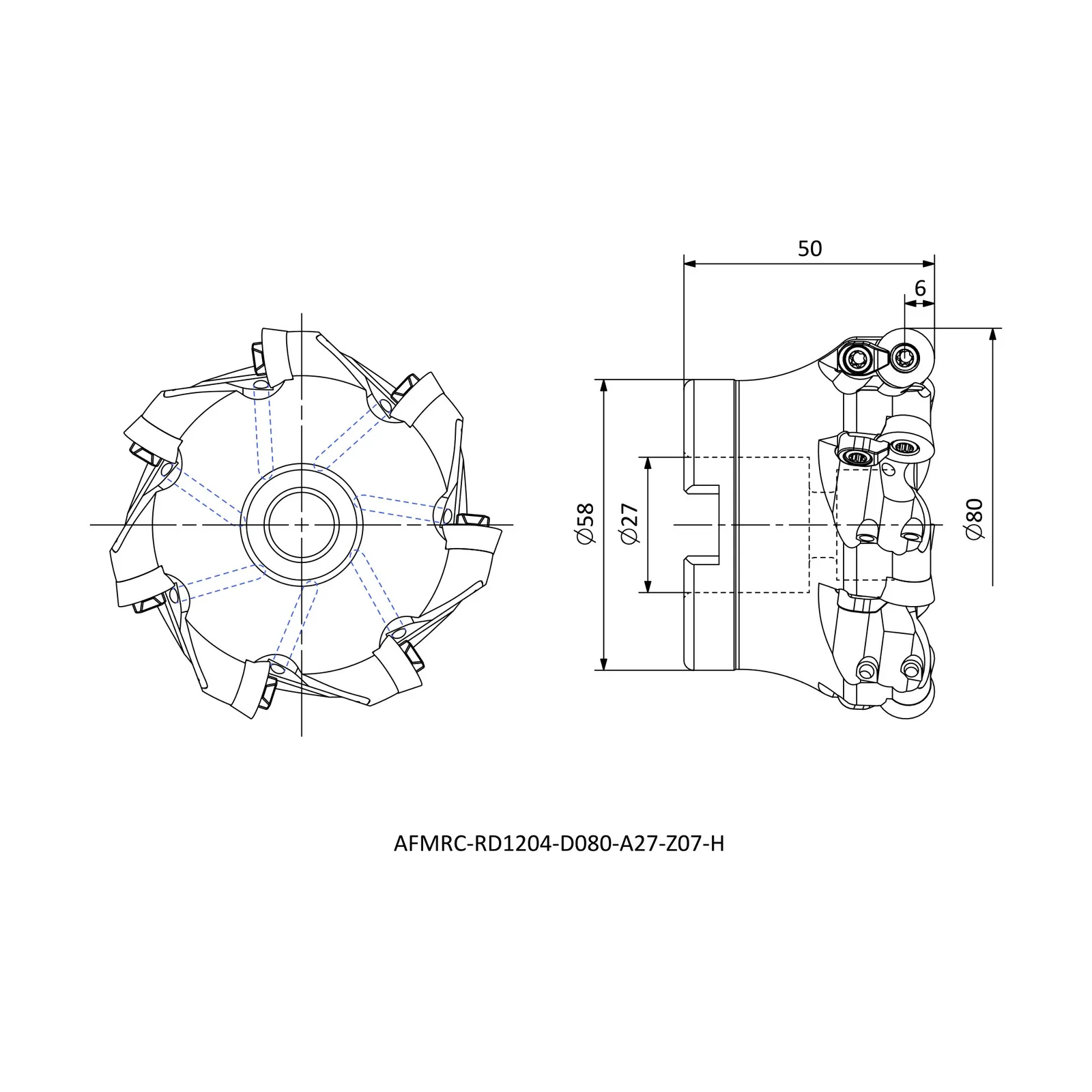 AFMRC-RD1204-D080-A27-Z07-H &mdash; dimensioned drawing