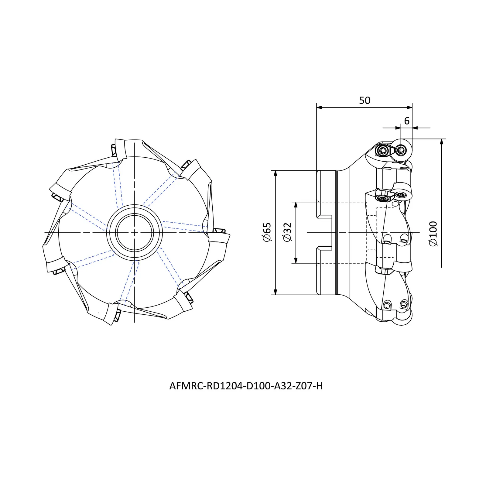 AFMRC-RD1204-D100-A32-Z07-H &mdash; dimensioned drawing