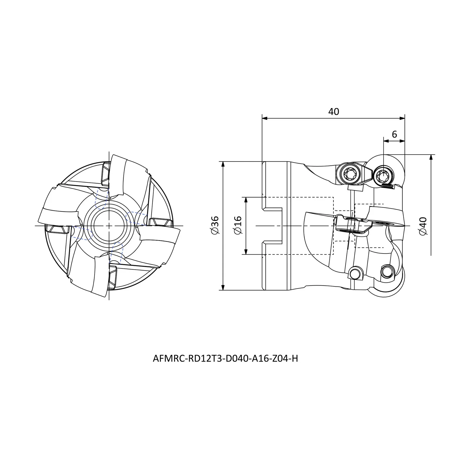 AFMRC-RD12T3-D040-A16-Z04-H &mdash; dimensioned drawing