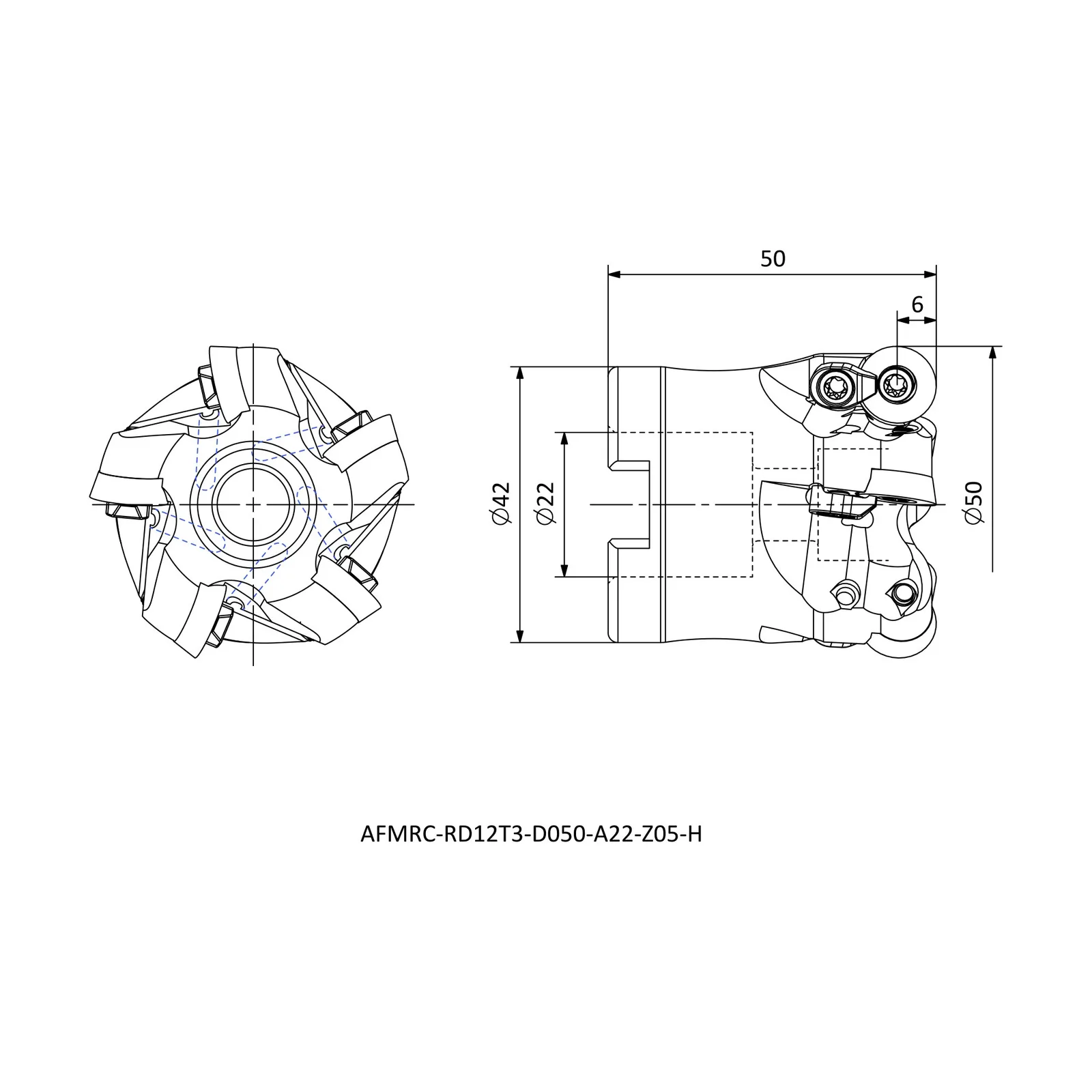 AFMRC-RD12T3-D050-A22-Z05-H &mdash; dimensioned drawing