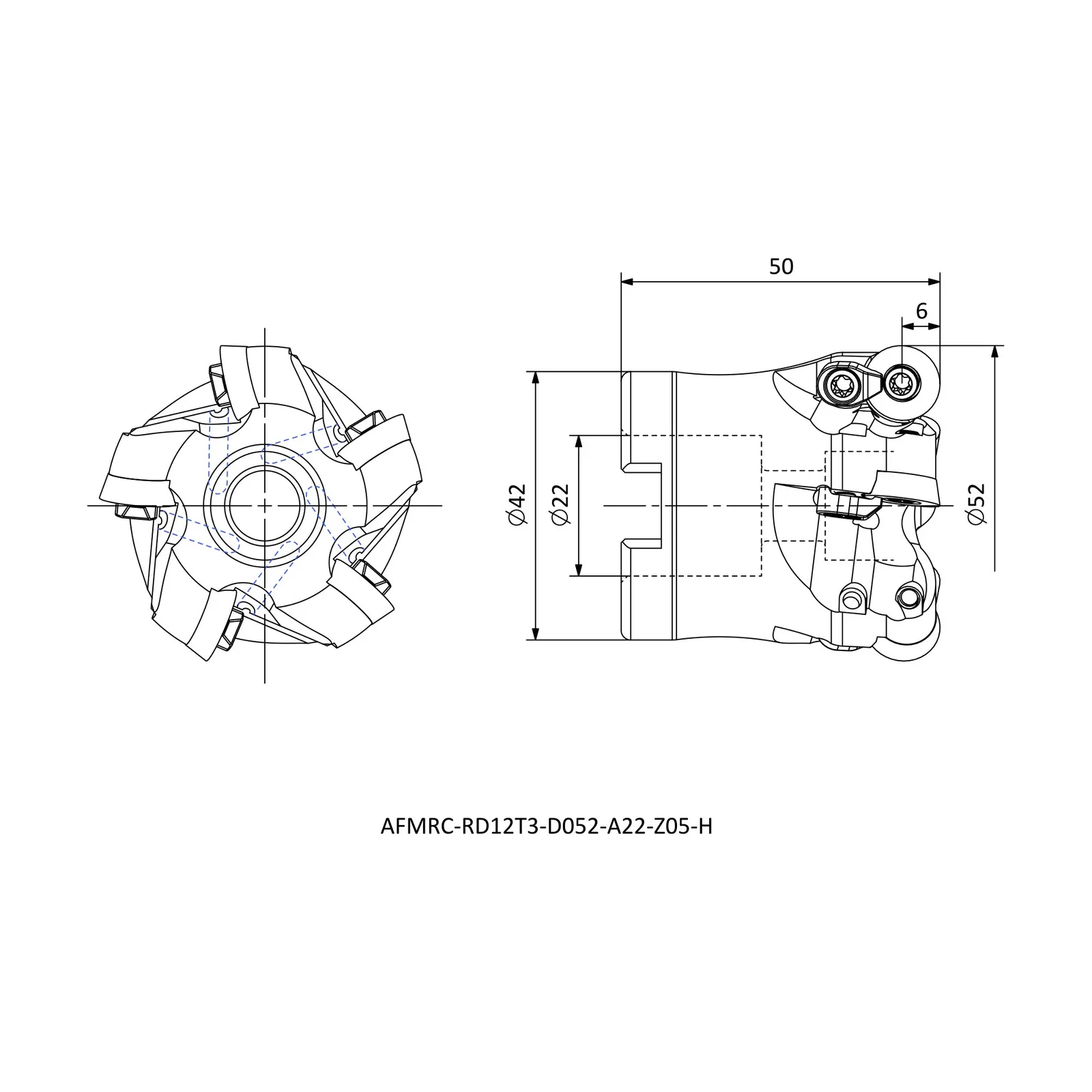 AFMRC-RD12T3-D052-A22-Z05-H &mdash; dimensioned drawing