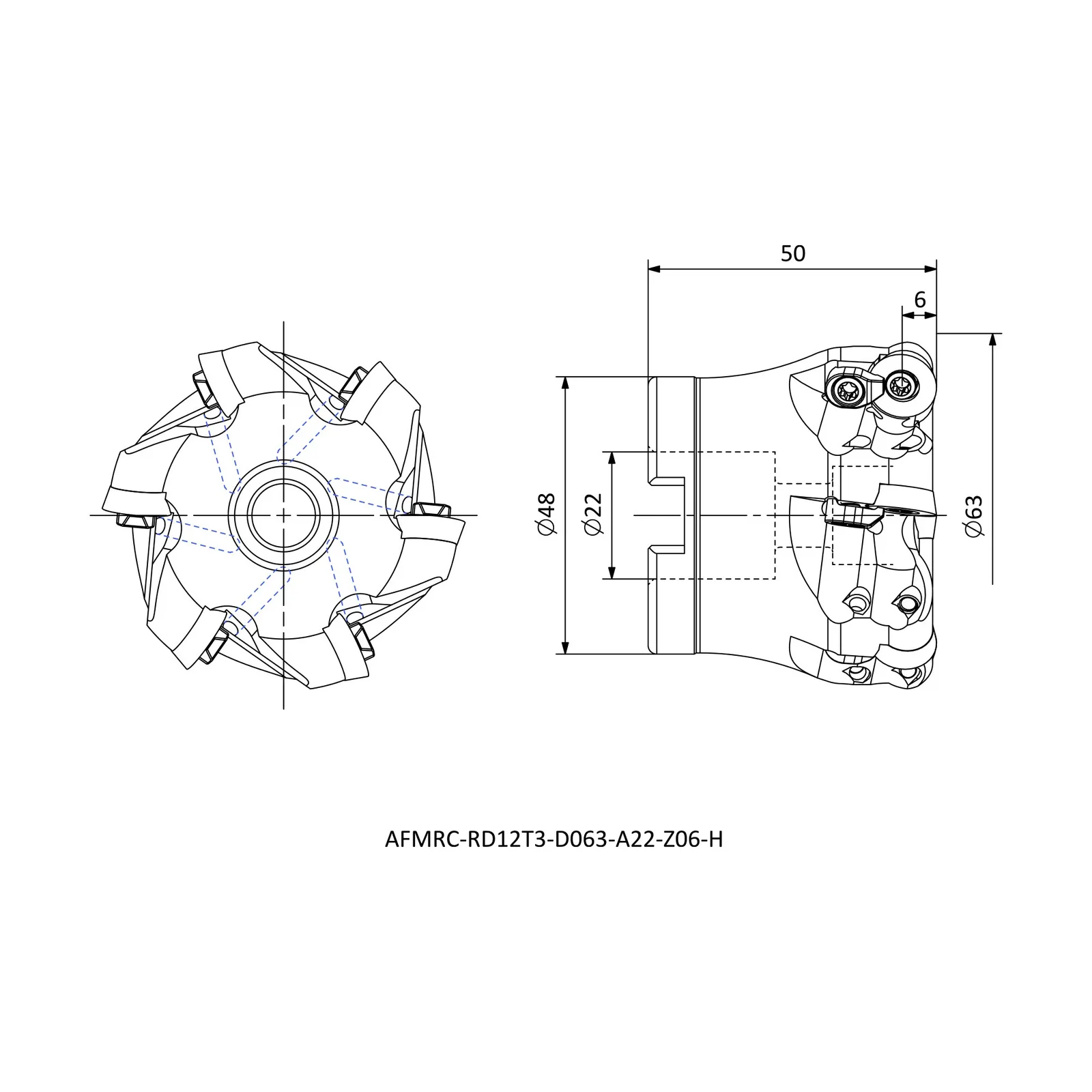 AFMRC-RD12T3-D063-A22-Z06-H &mdash; dimensioned drawing