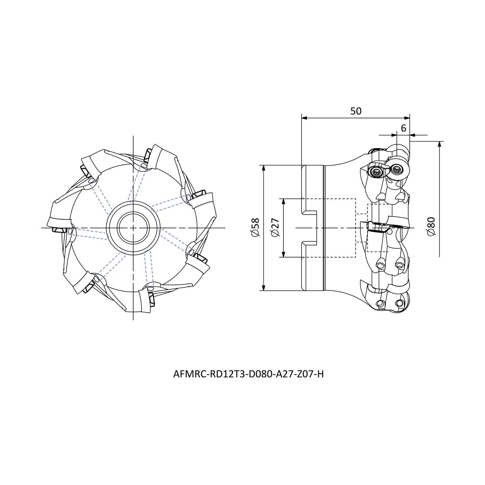 AFMRC-RD12T3-D080-A27-Z07-H &mdash; dimensioned drawing