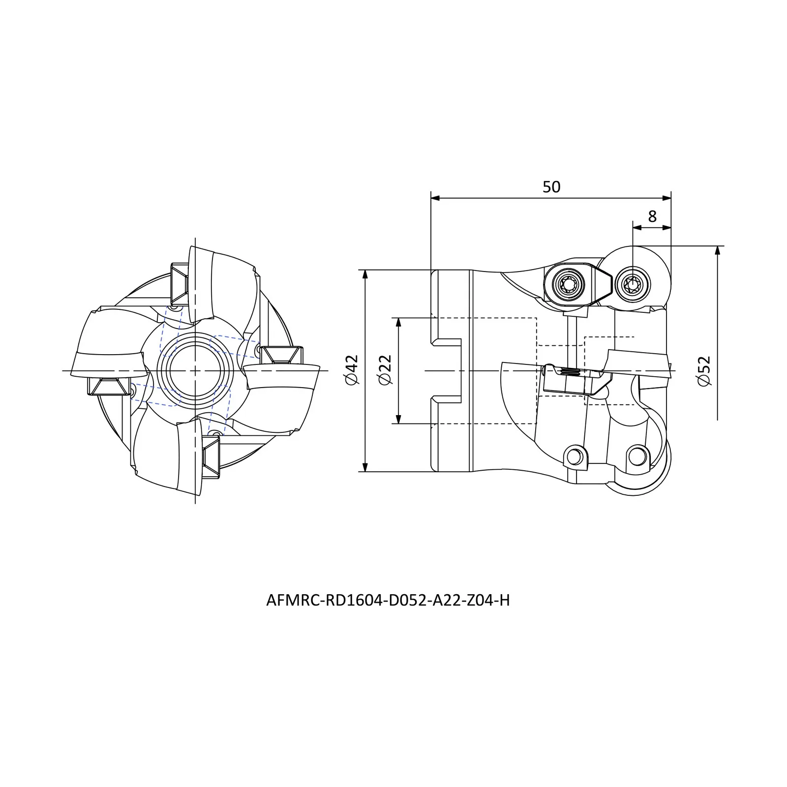 AFMRC-RD1604-D052-A22-Z04-H &mdash; dimensioned drawing