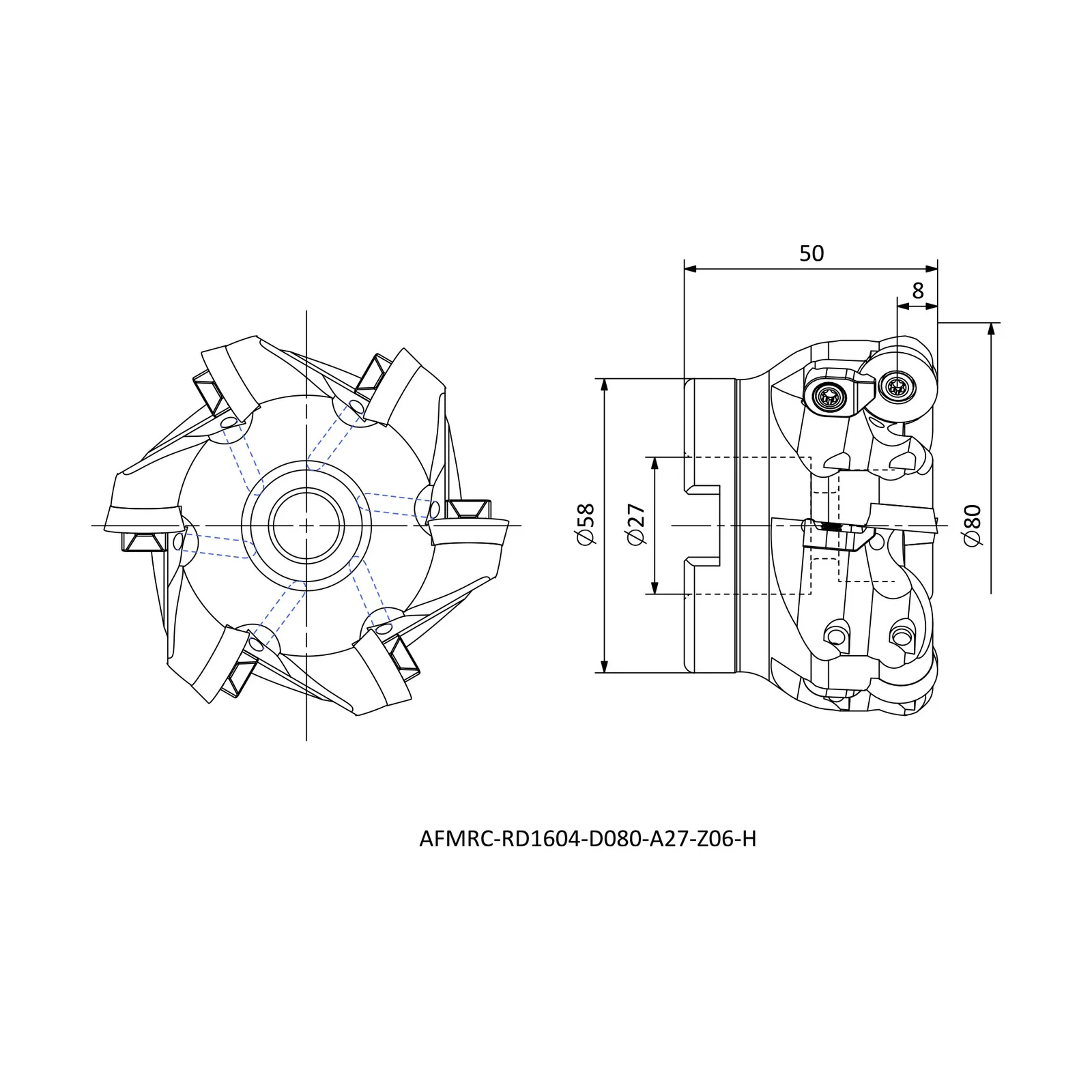 AFMRC-RD1604-D080-A27-Z06-H &mdash; dimensioned drawing