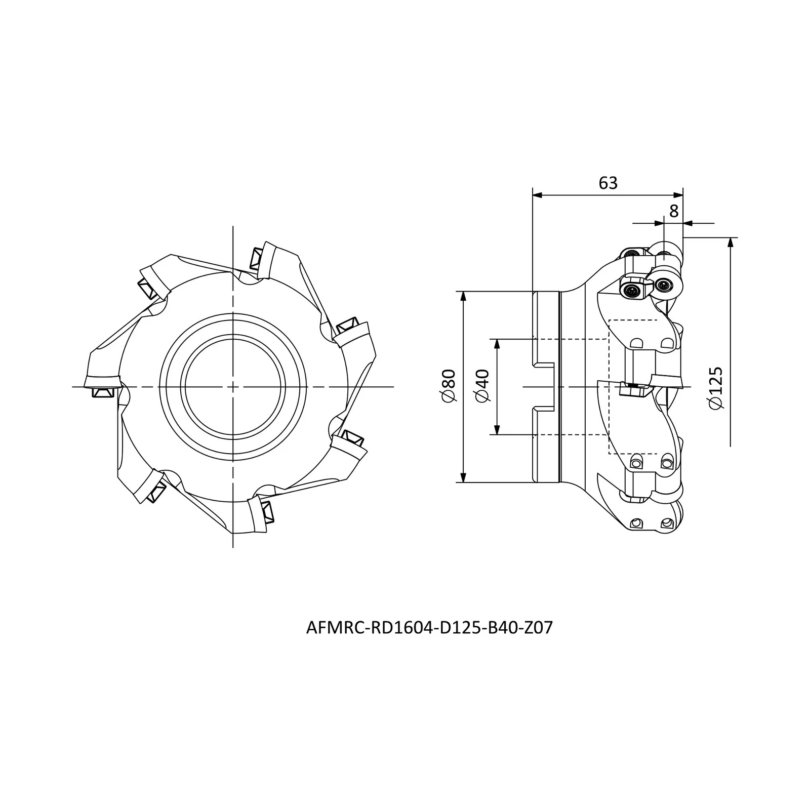 AFMRC-RD1604-D125-B40-Z07 &mdash; dimensioned drawing