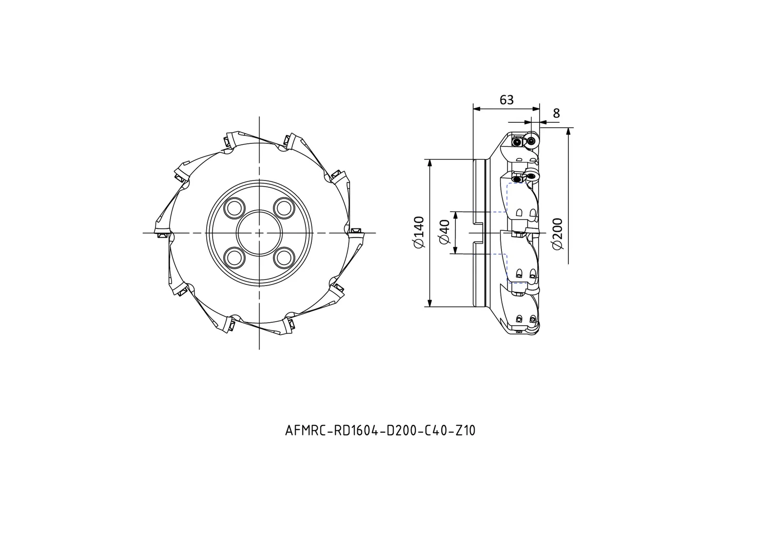 AFMRC-RD1604-D200-C40-Z10 &mdash; dimensioned drawing