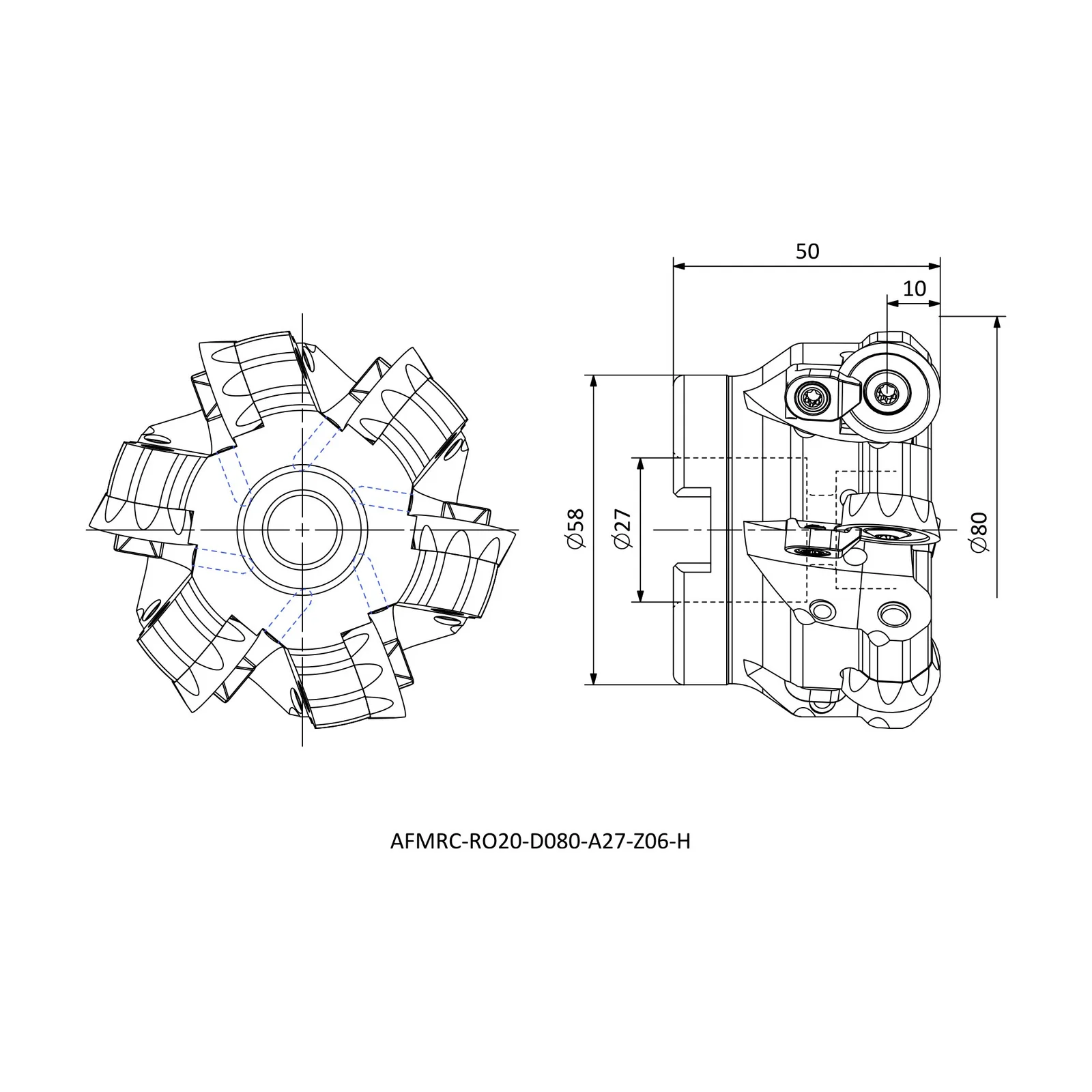 AFMRC-RO20-D080-A27-Z06-H &mdash; dimensioned drawing
