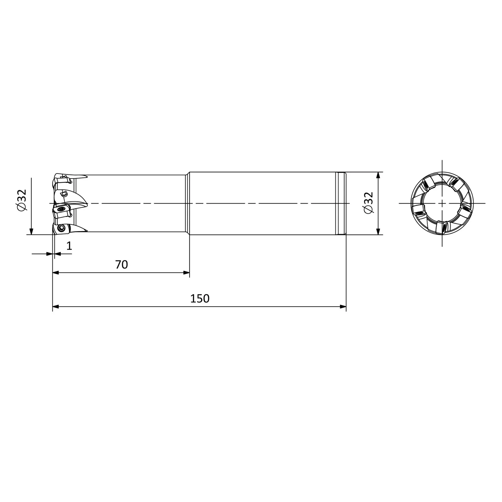AHFM-BL0603-D32-C32-L150-Z05 &mdash; dimensioned drawing