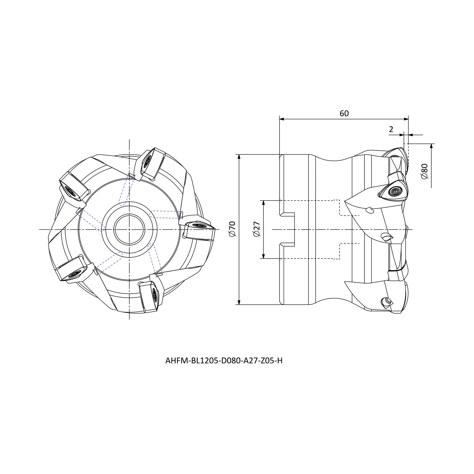 AHFM-BL1205-D080-A27-Z05-H &mdash; dimensioned drawing