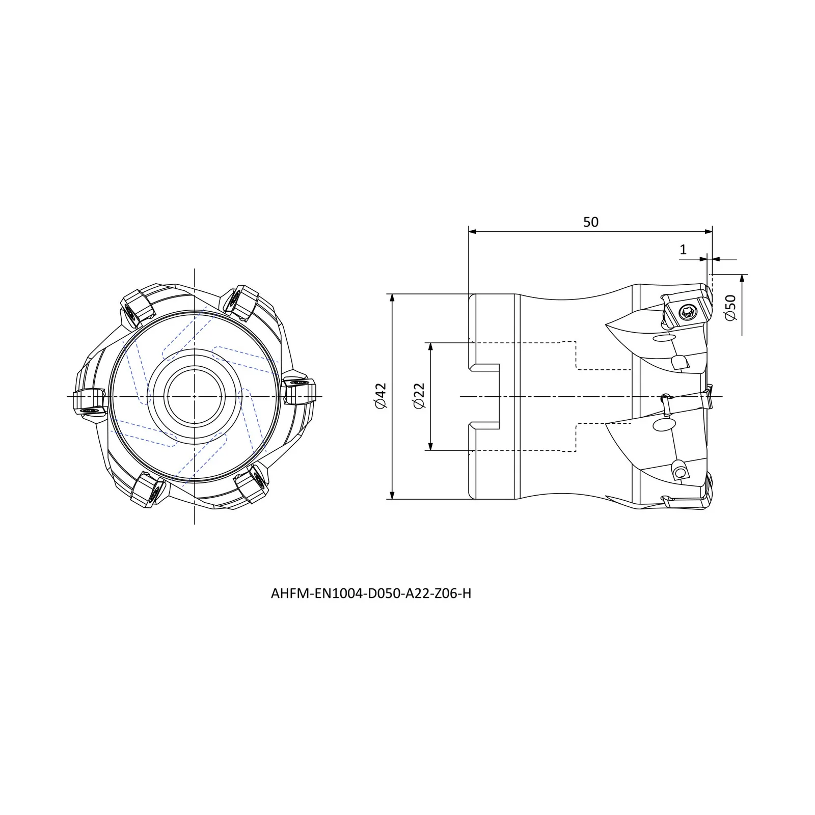 AHFM-EN1004-D050-A22-Z06-H &mdash; dimensioned drawing