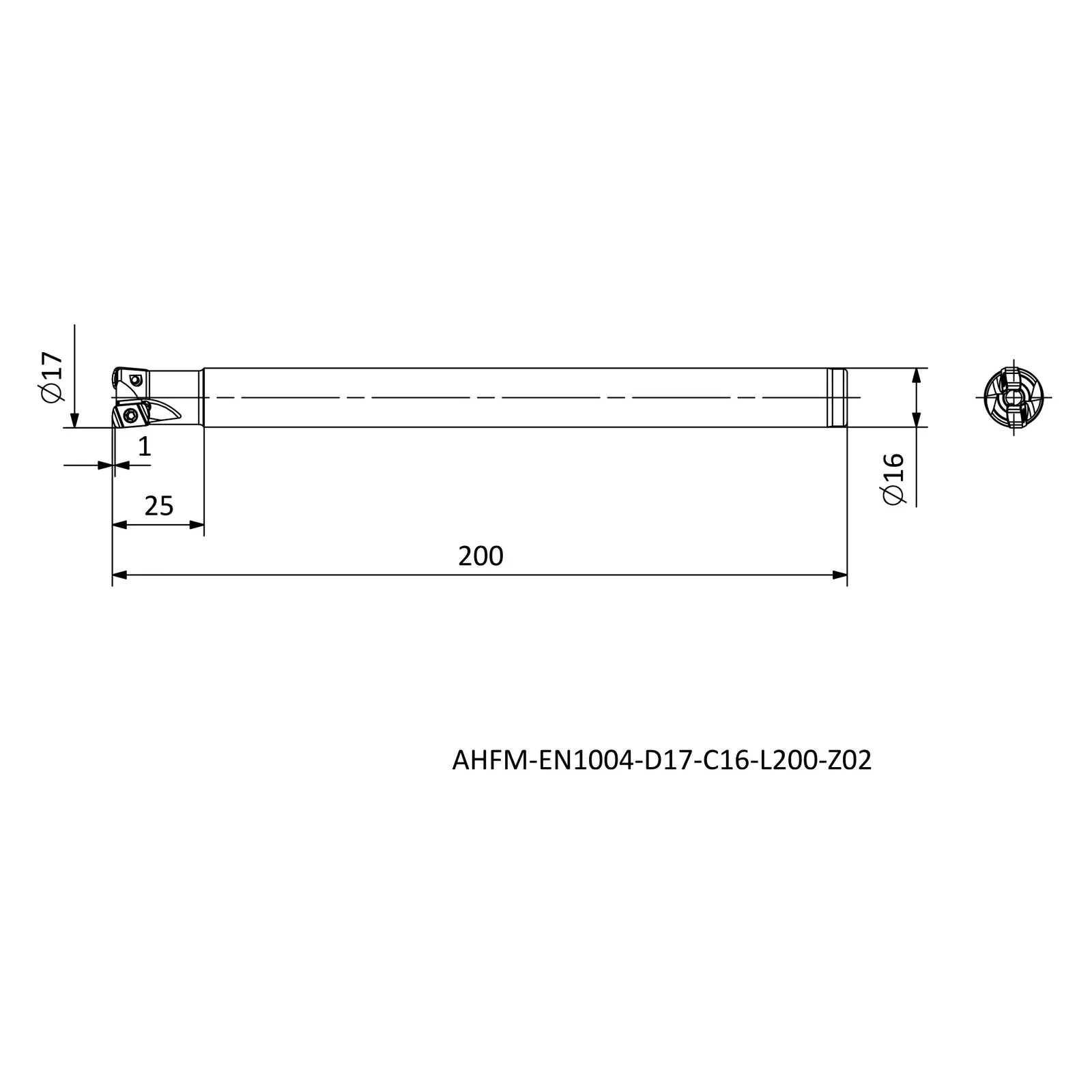 AHFM-EN1004-D17-C16-L200-Z02 &mdash; dimensioned drawing