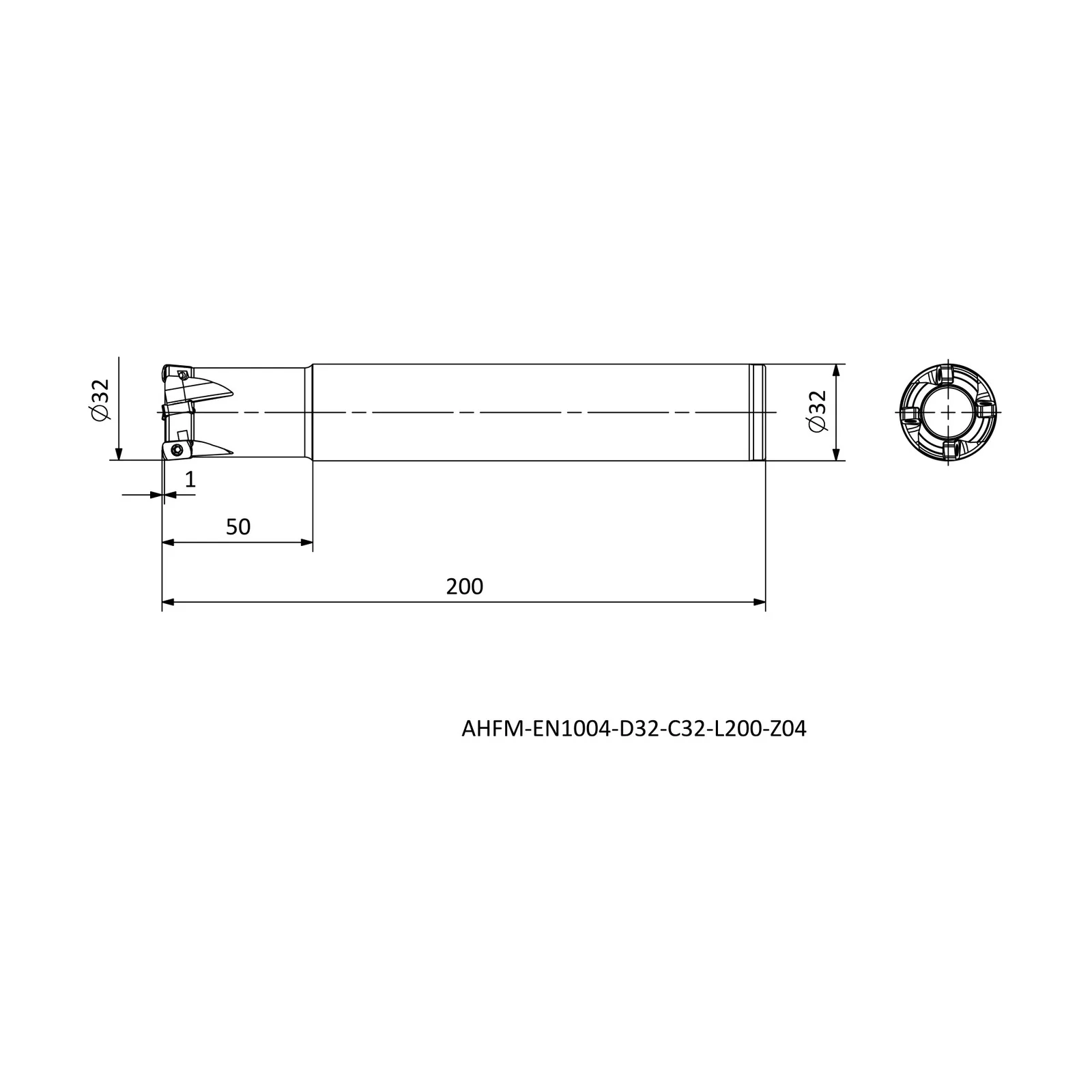 AHFM-EN1004-D32-C32-L200-Z04 &mdash; dimensioned drawing