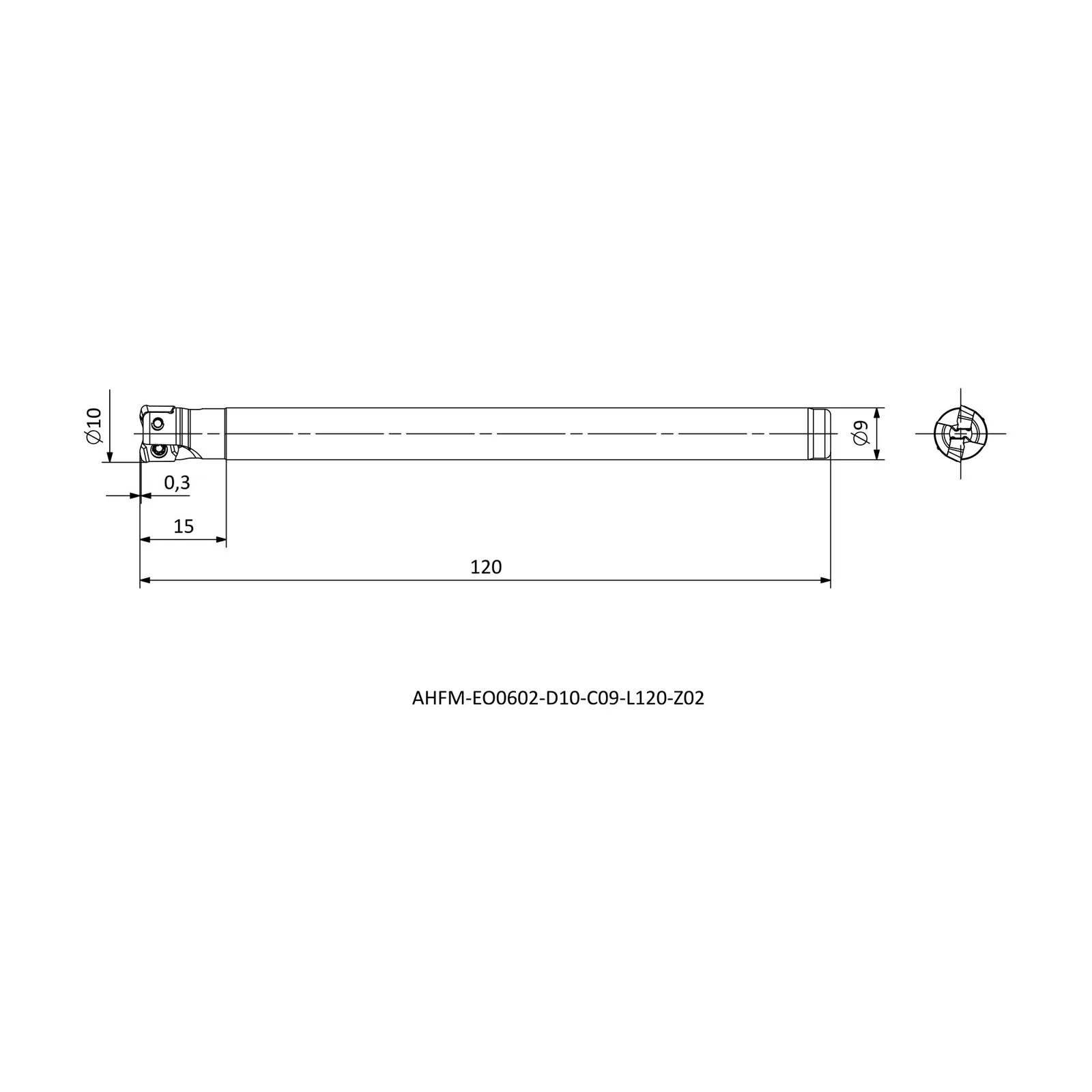 AHFM-EO0602-D10-C09-L120-Z02 &mdash; dimensioned drawing
