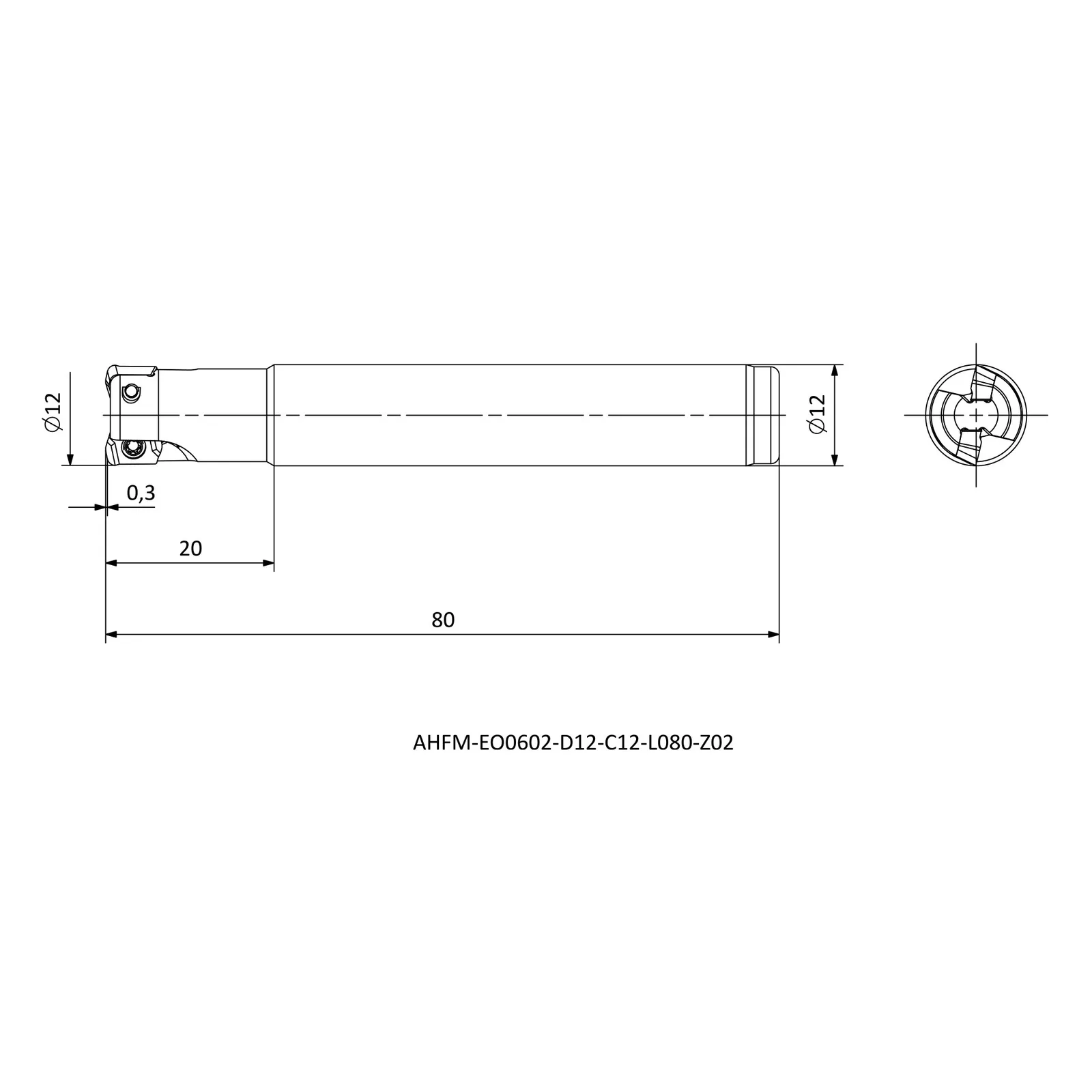 AHFM-EO0602-D12-C12-L080-Z02 &mdash; dimensioned drawing