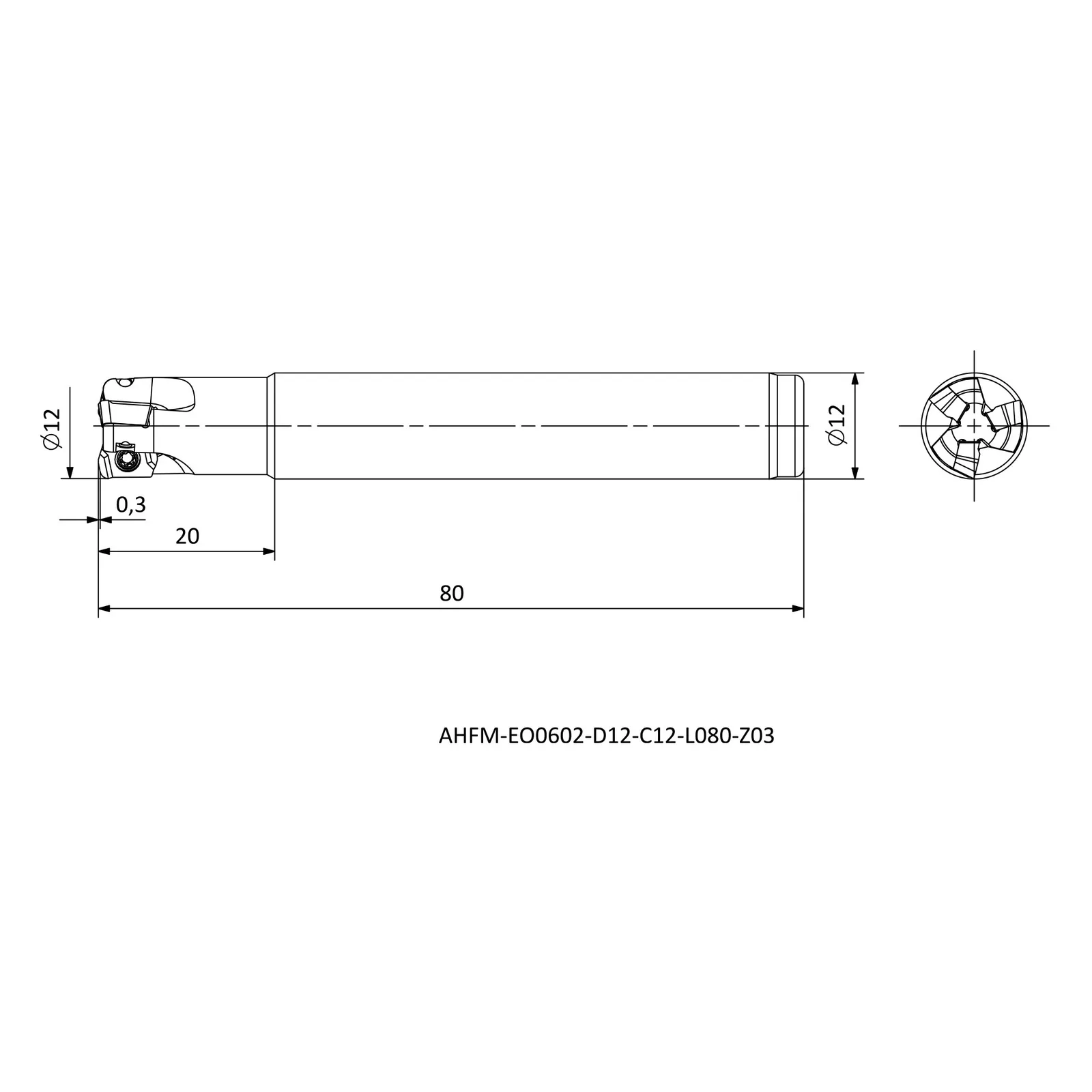 AHFM-EO0602-D12-C12-L080-Z03 &mdash; dimensioned drawing