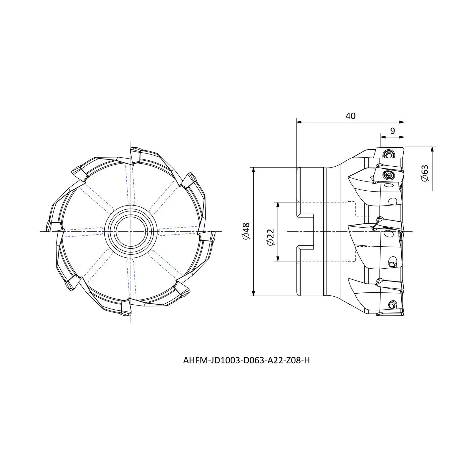 AHFM-JD1003-D063-A22-Z08-H &mdash; dimensioned drawing