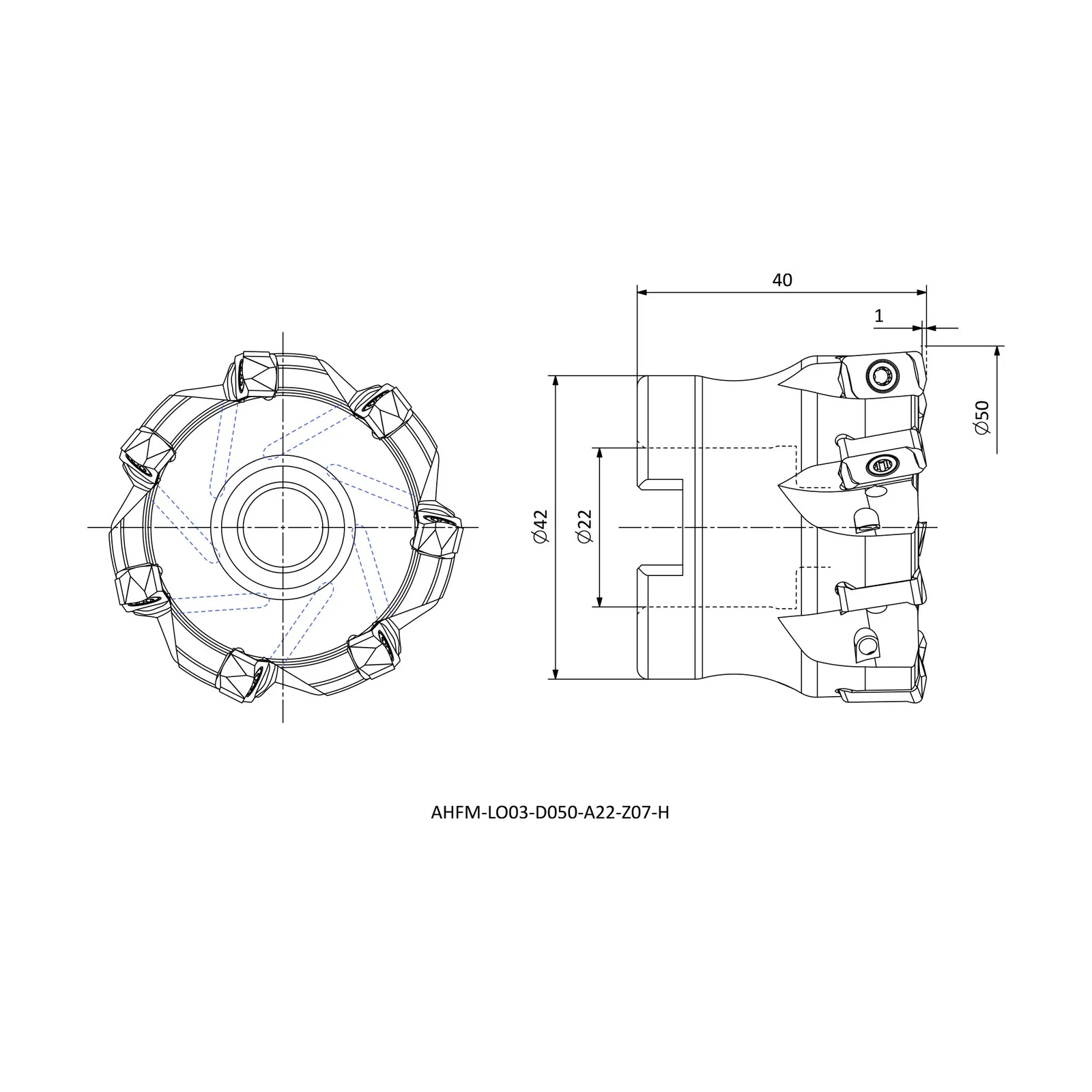 AHFM-LO03-D050-A22-Z07-H &mdash; dimensioned drawing