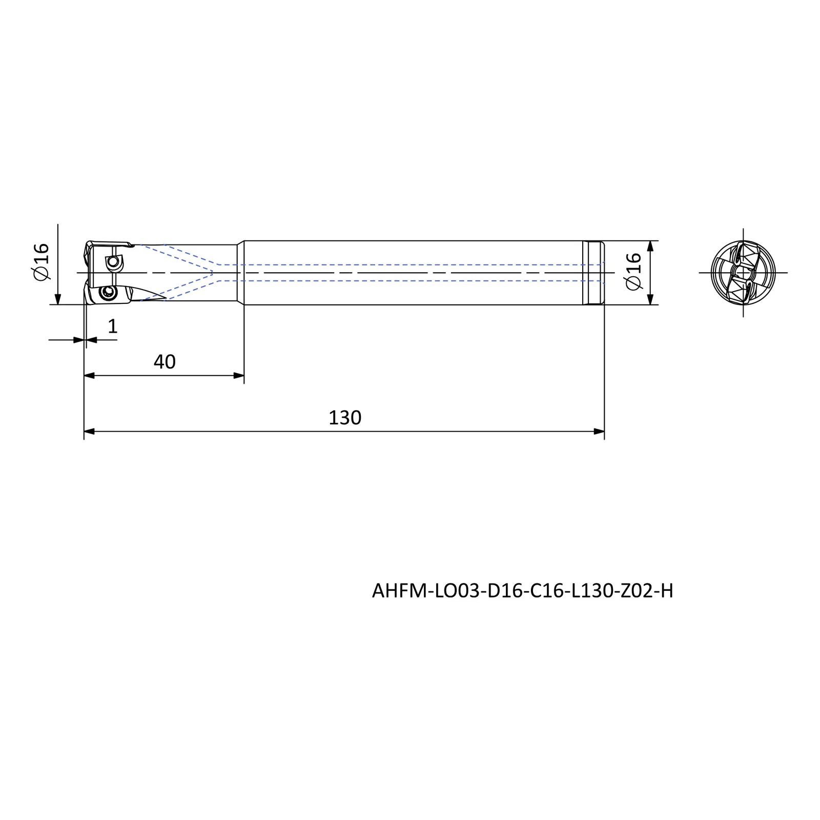 AHFM-LO03-D16-C16-L130-Z02-H &mdash; dimensioned drawing