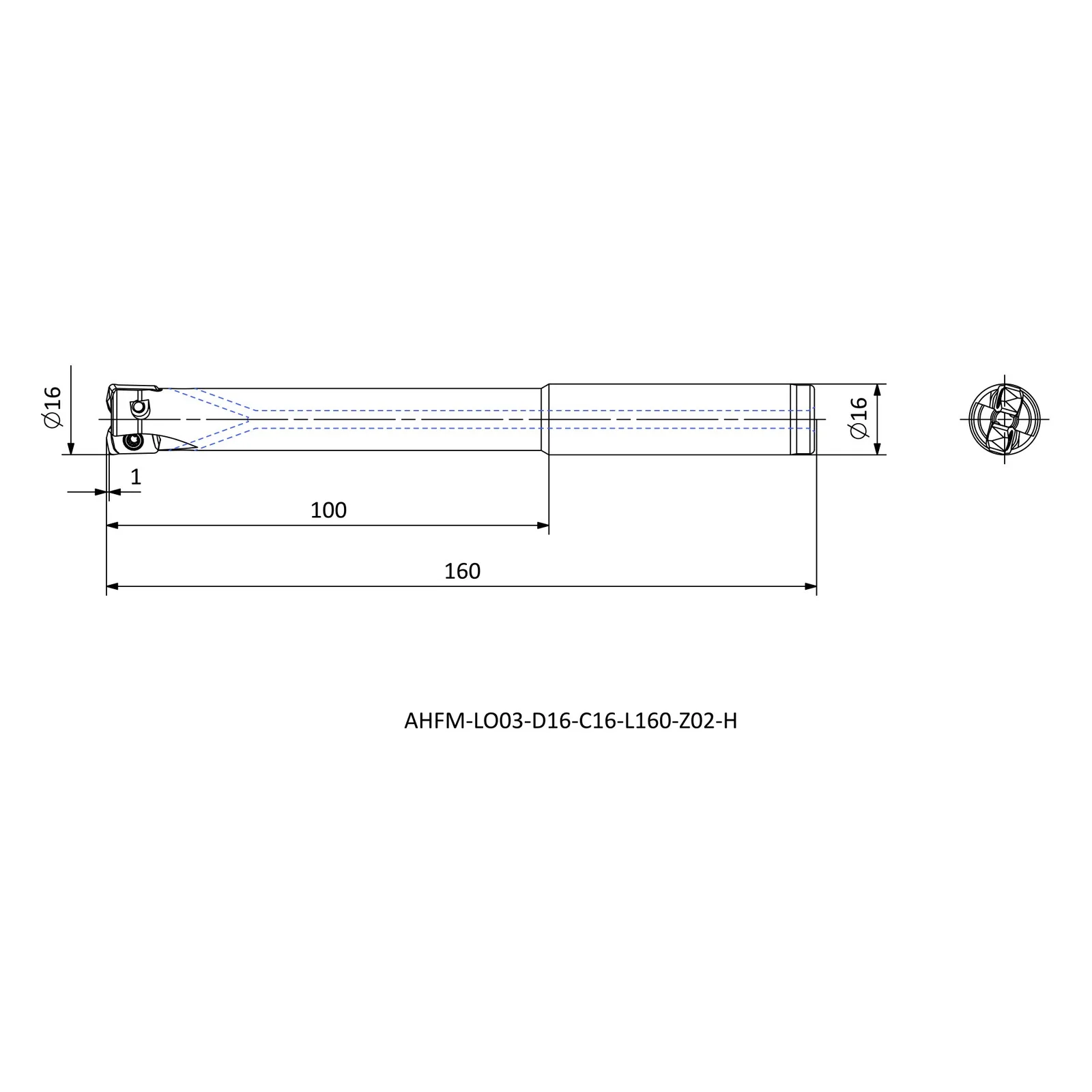 AHFM-LO03-D16-C16-L160-Z02-H &mdash; dimensioned drawing