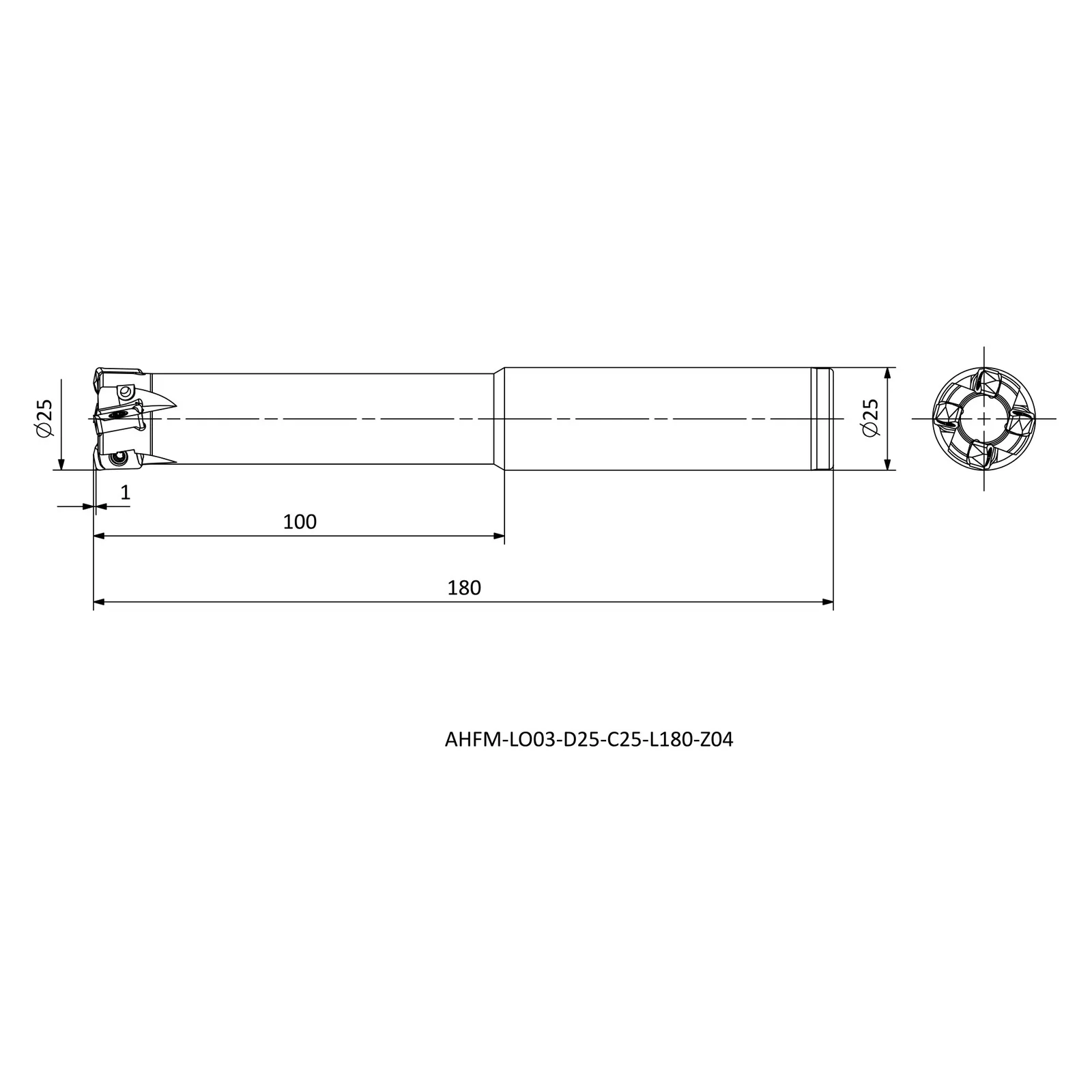 AHFM-LO03-D25-C25-L180-Z04 &mdash; dimensioned drawing