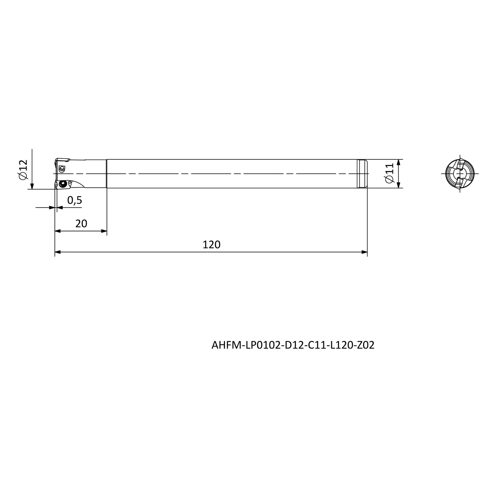 AHFM-LP0102-D12-C11-L120-Z02 &mdash; dimensioned drawing