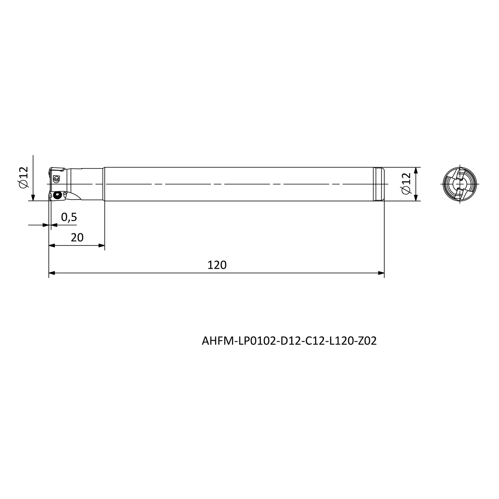AHFM-LP0102-D12-C12-L120-Z02 &mdash; dimensioned drawing