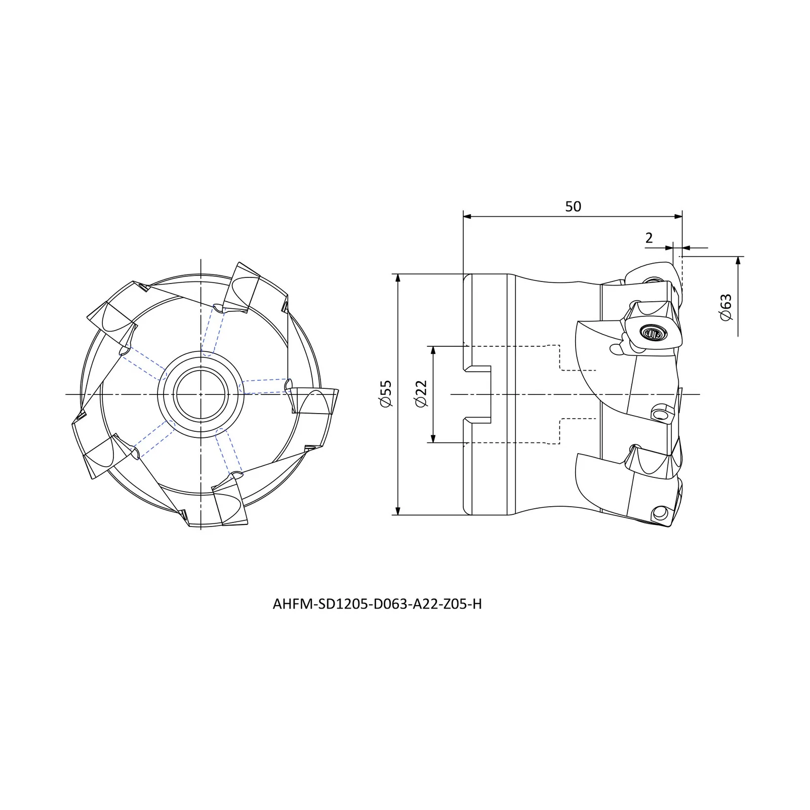 AHFM-SD1205-D063-A22-Z05-H &mdash; dimensioned drawing