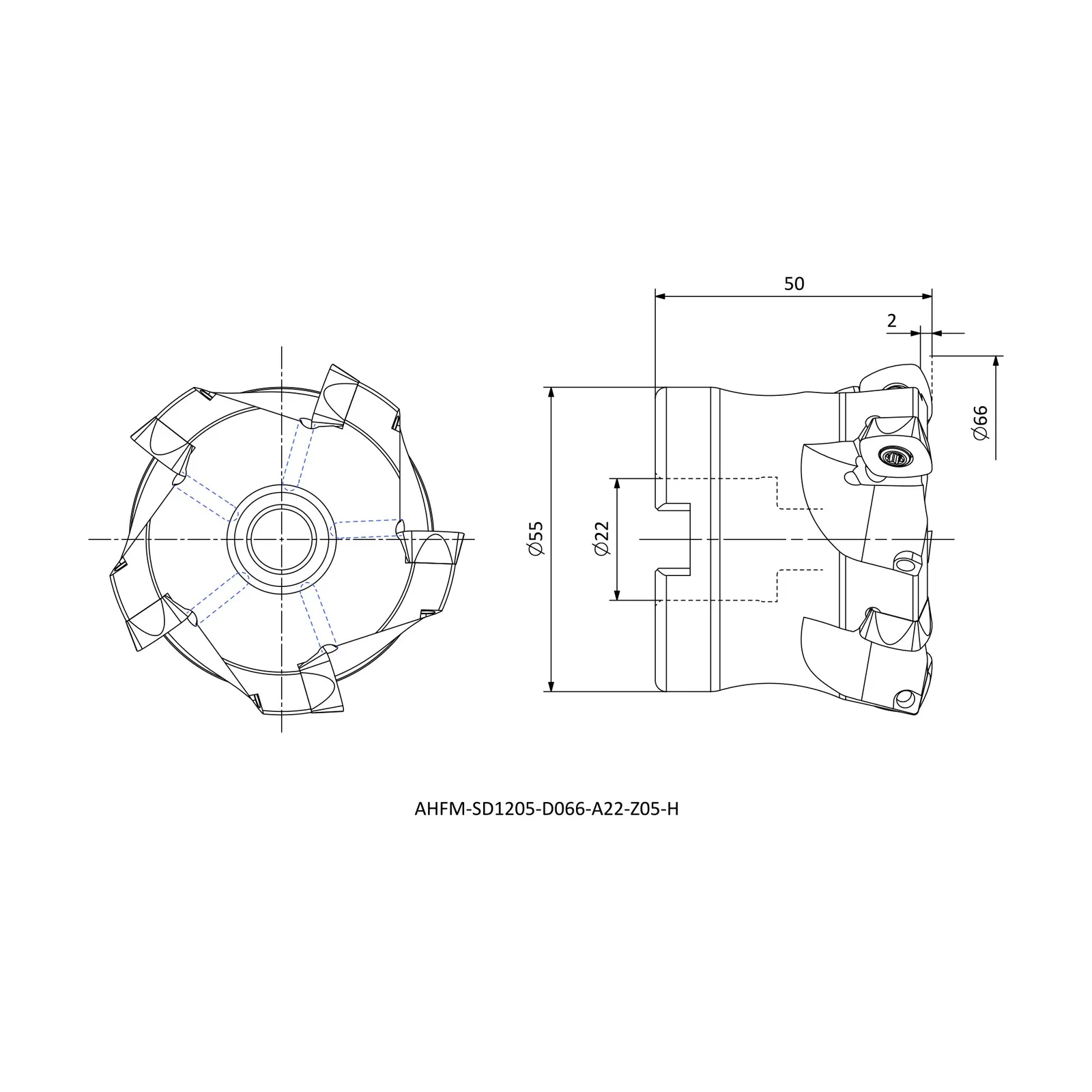 AHFM-SD1205-D066-A22-Z05-H &mdash; dimensioned drawing