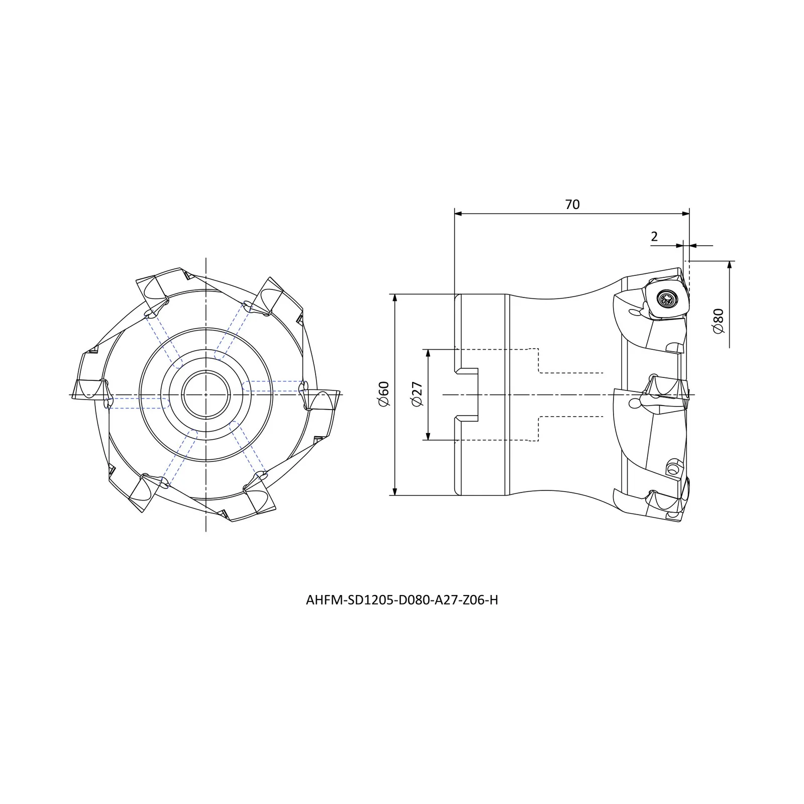AHFM-SD1205-D080-A27-Z06-H &mdash; dimensioned drawing