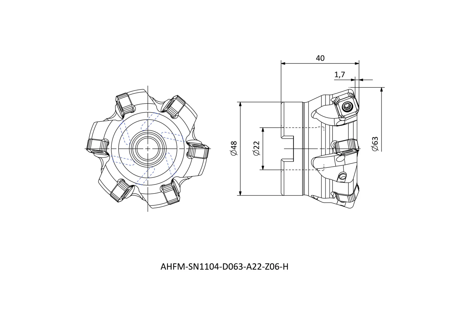 AHFM-SN1104-D063-A22-Z06-H &mdash; dimensioned drawing