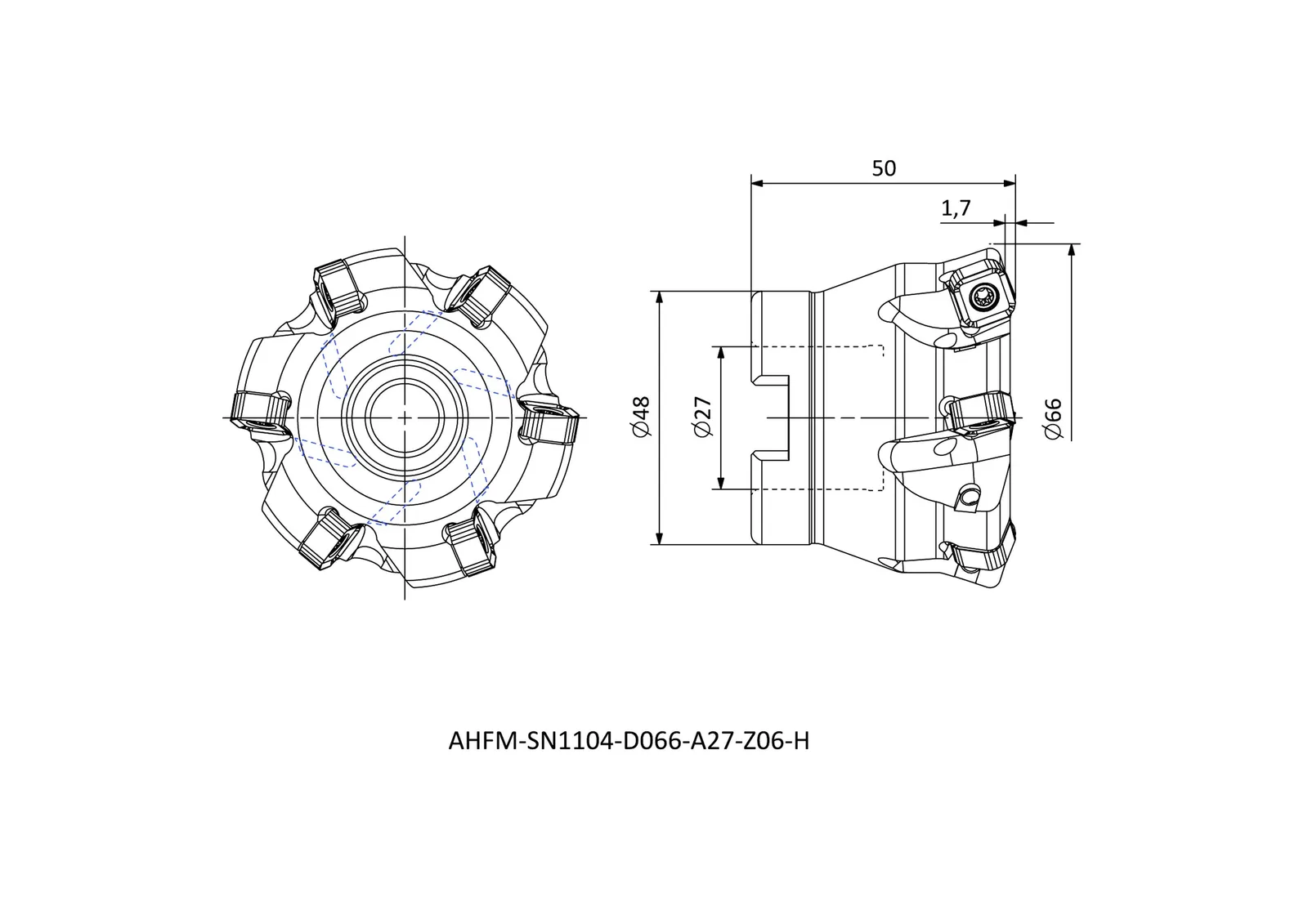 AHFM-SN1104-D066-A27-Z06-H &mdash; dimensioned drawing