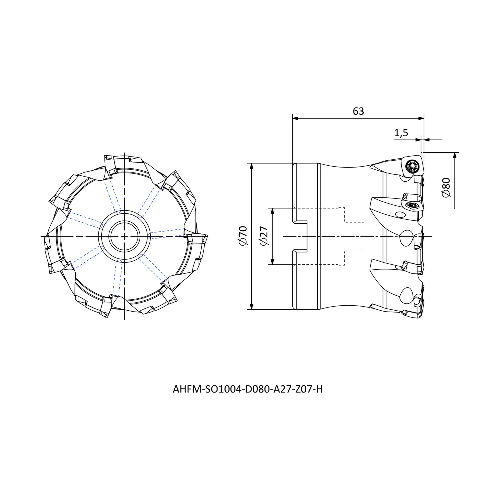 AHFM-SO1004-D080-A27-Z07-H &mdash; dimensioned drawing