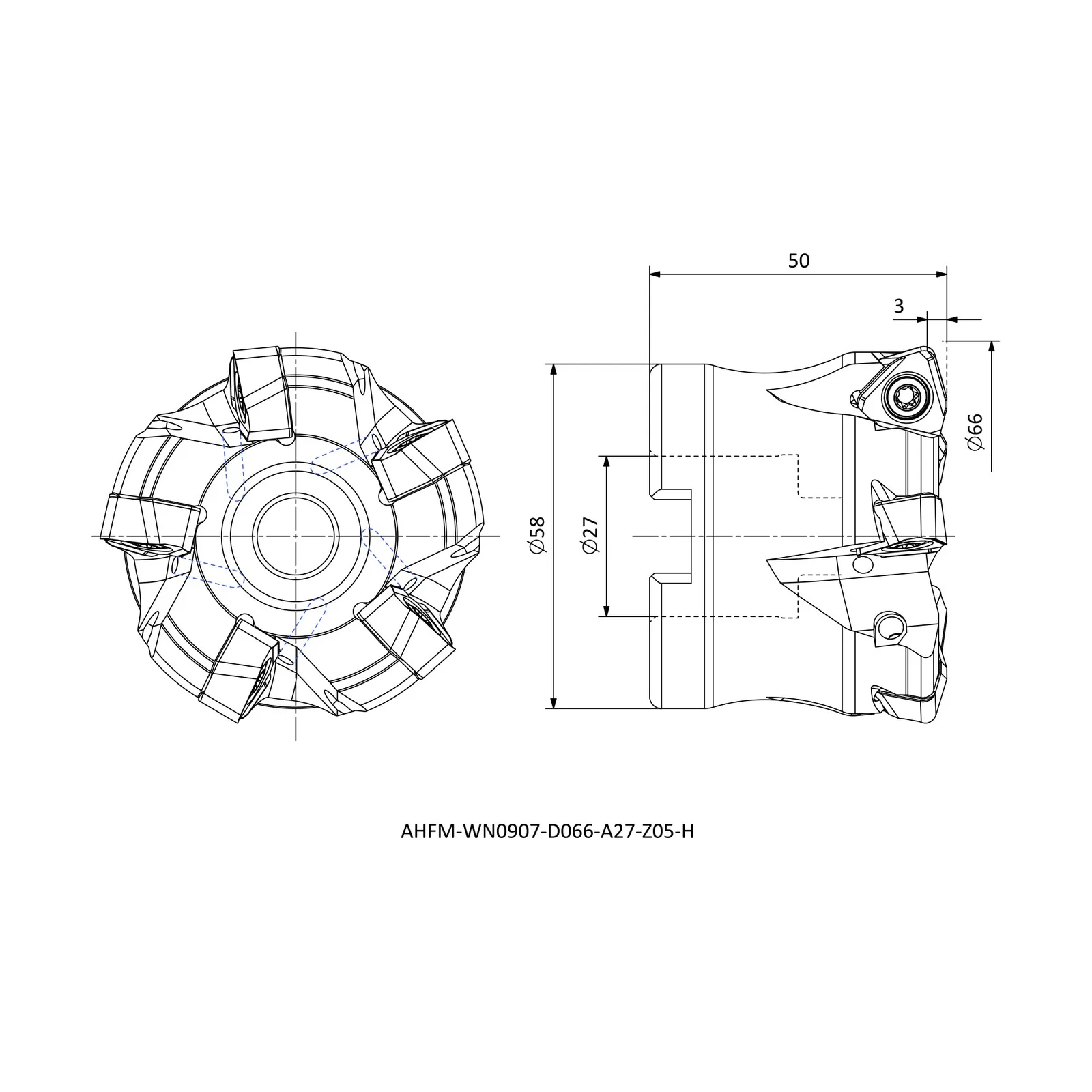 AHFM-WN0907-D066-A27-Z05-H &mdash; dimensioned drawing