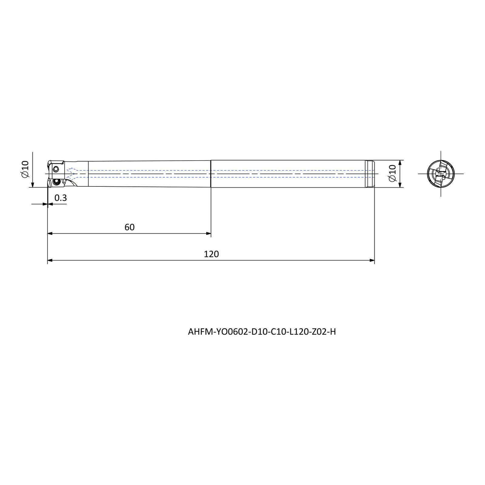 AHFM-YO0602-D10-C10-L120-Z02-H &mdash; dimensioned drawing