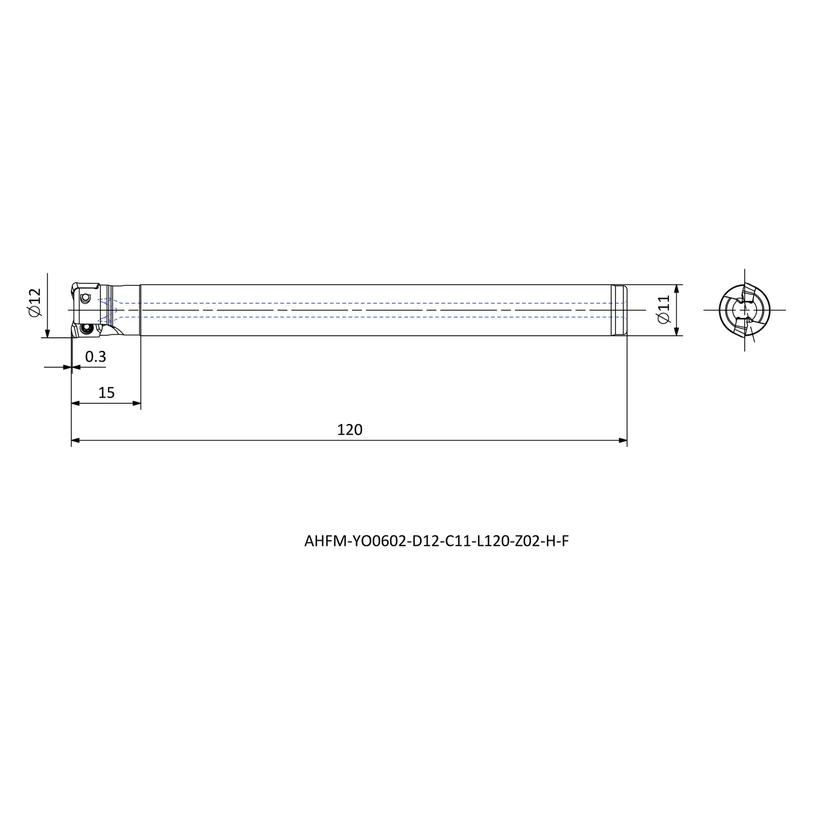 AHFM-YO0602-D12-C11-L120-Z02-H-F &mdash; dimensioned drawing