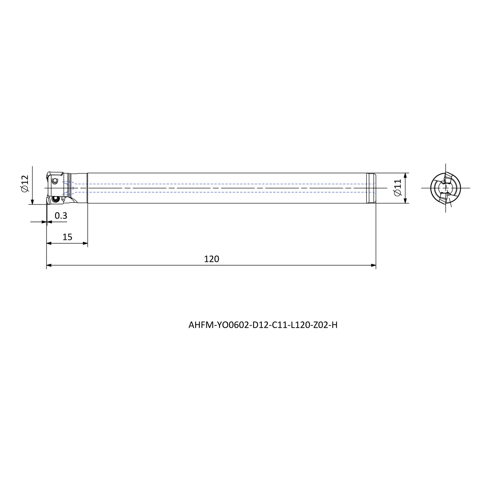 AHFM-YO0602-D12-C11-L120-Z02-H &mdash; dimensioned drawing