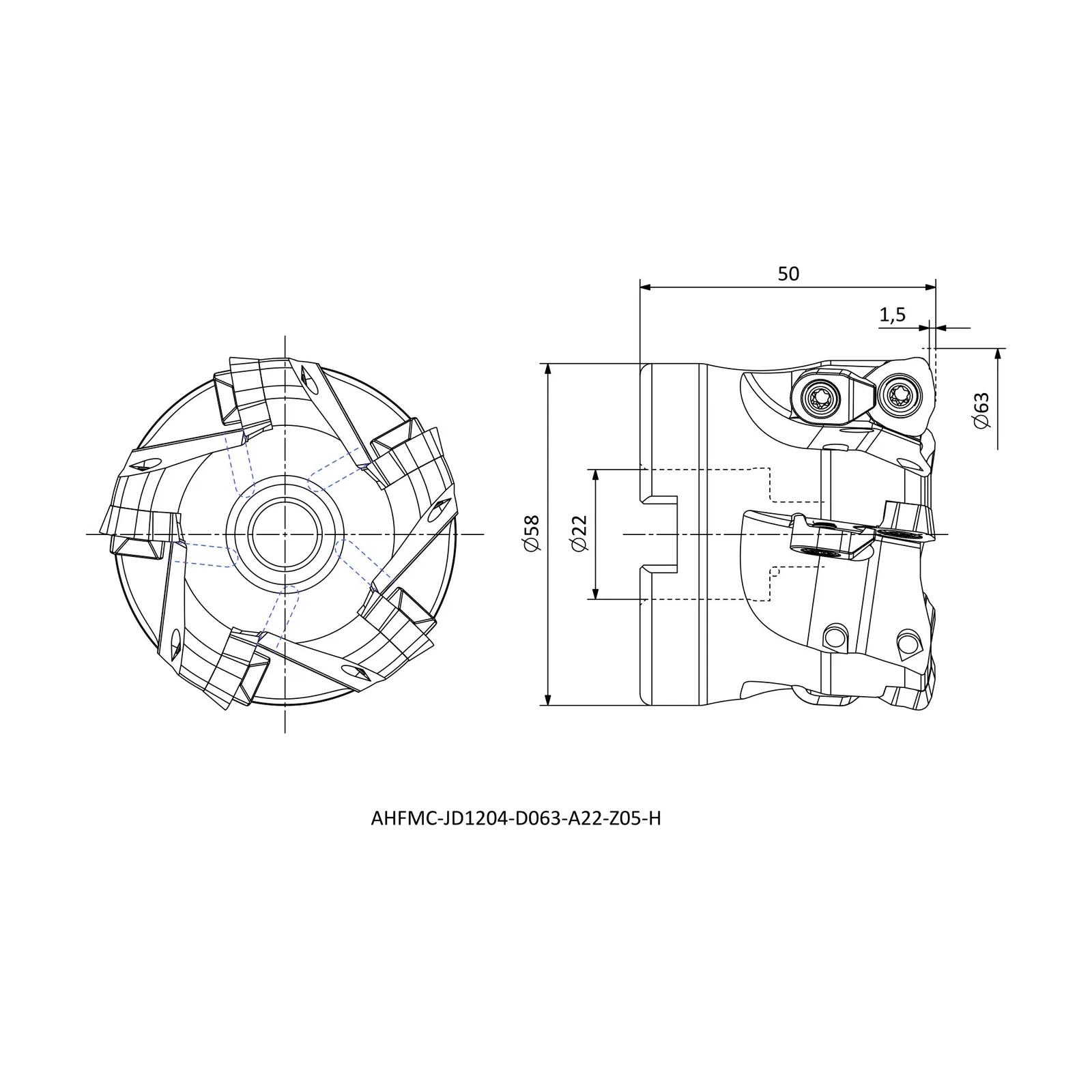 AHFMC-JD1204-D063-A22-Z05-H &mdash; dimensioned drawing